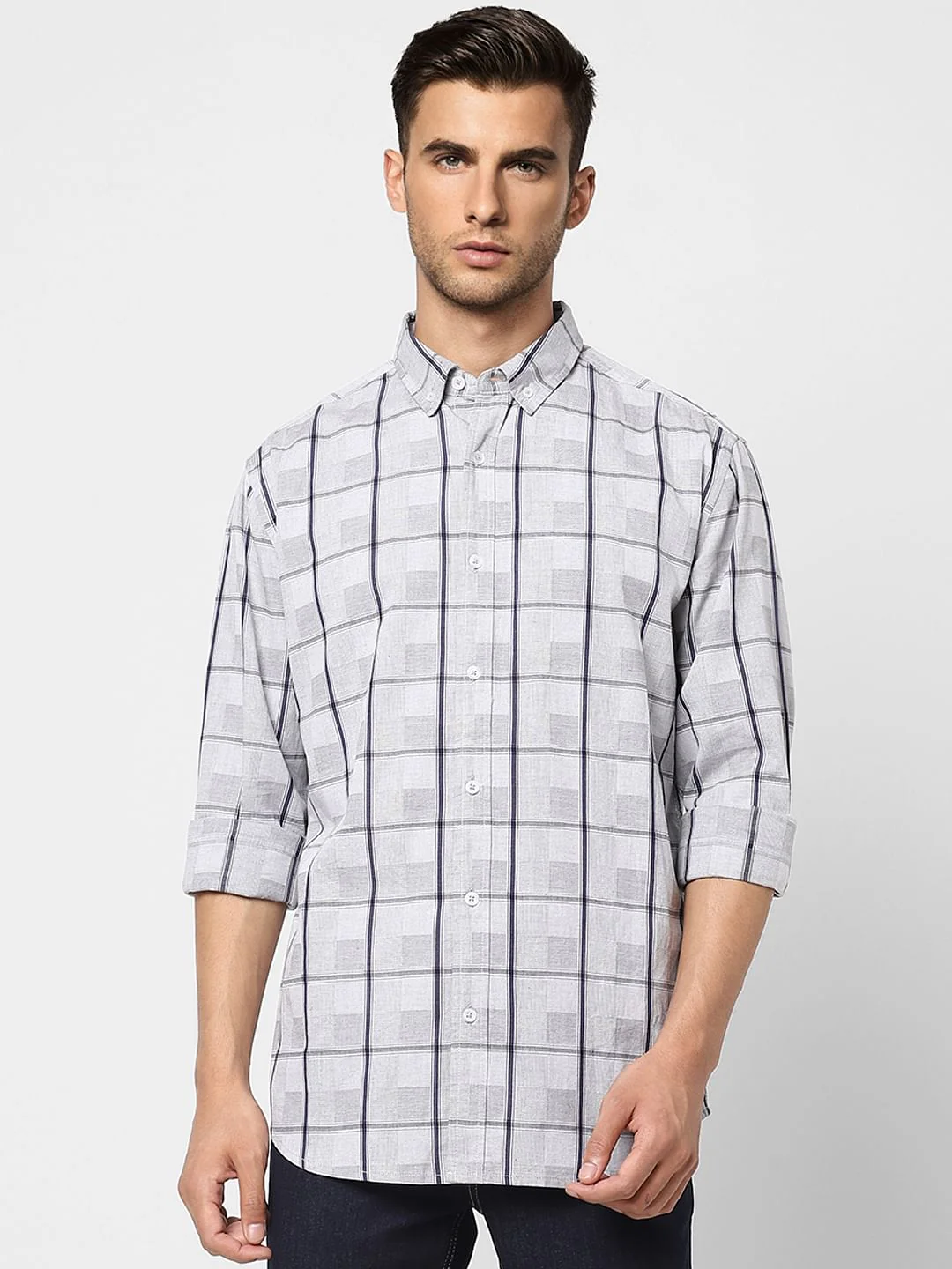 White Check Full Sleeves Shirt - Image 2