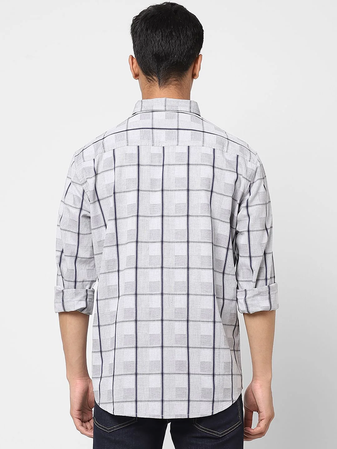 White Check Full Sleeves Shirt - Image 4