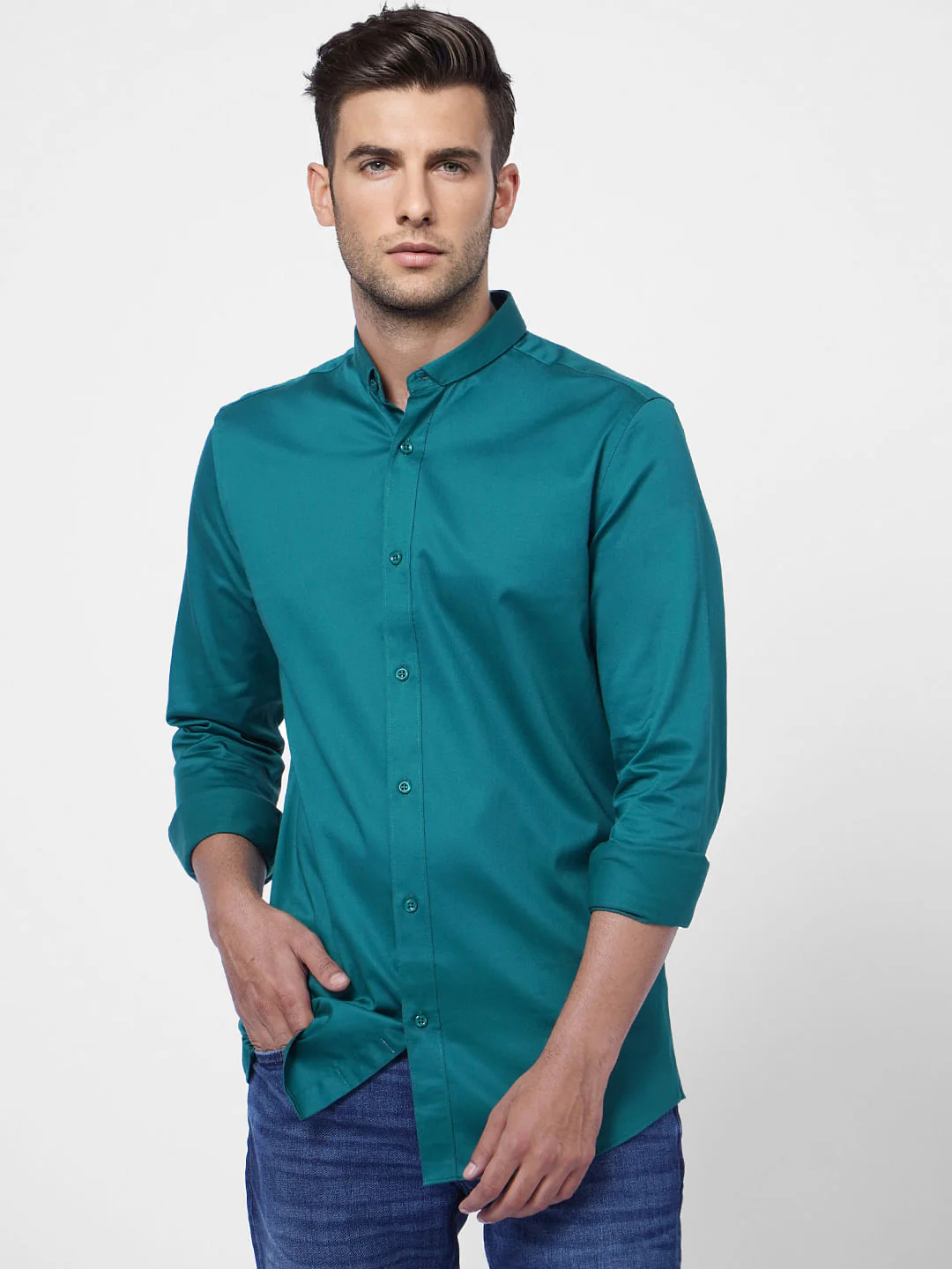 Teal Formal Full Sleeves Shirt - Image 2