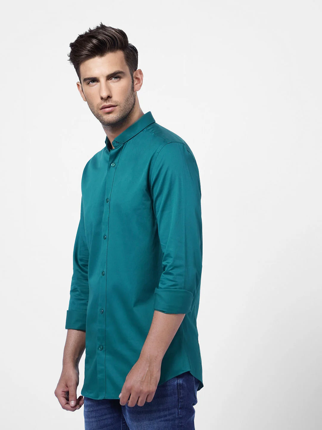 Teal Formal Full Sleeves Shirt - Image 3