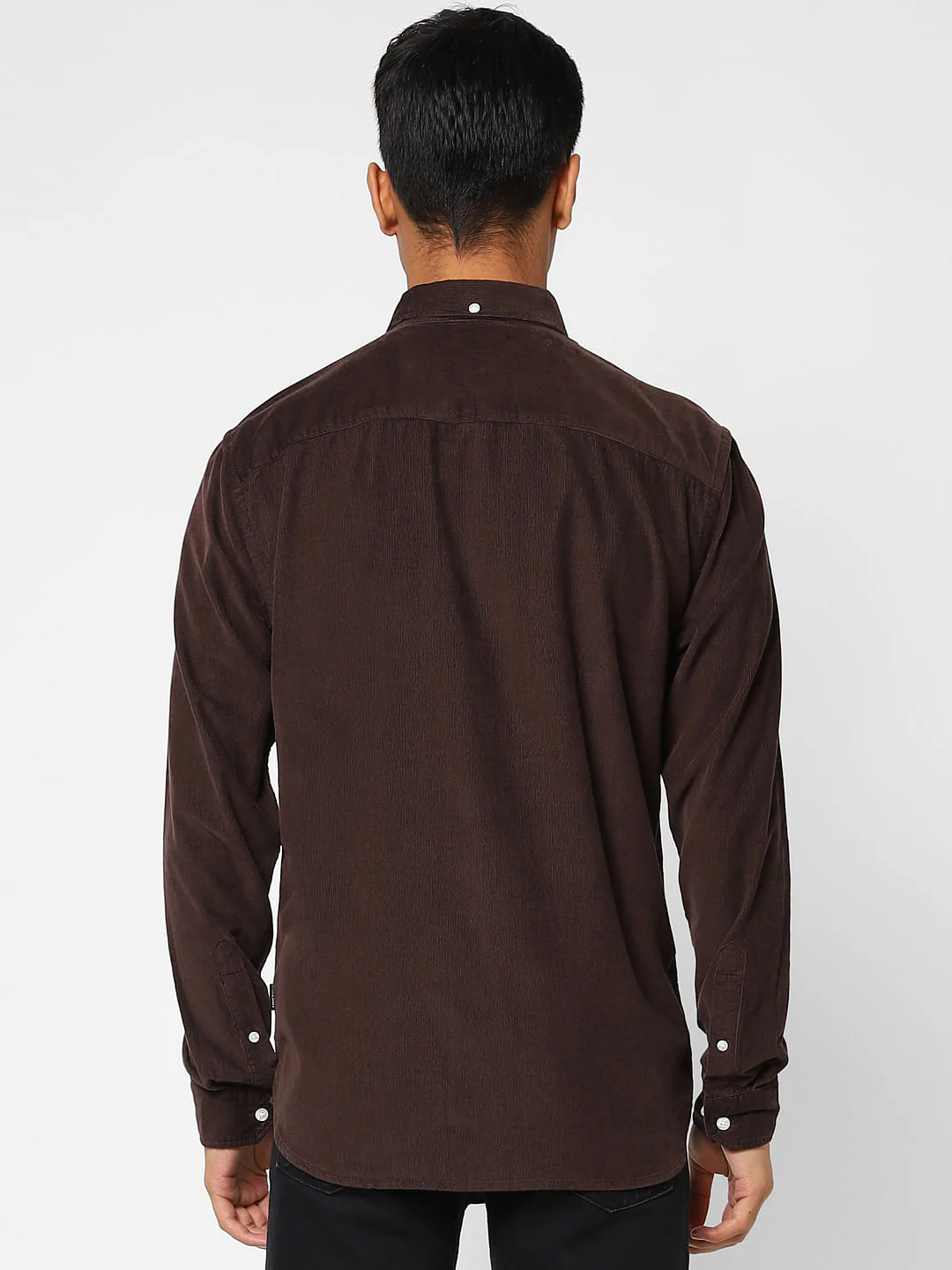 Deep Brown Corduroy Full Sleeves Shirt - Image 4