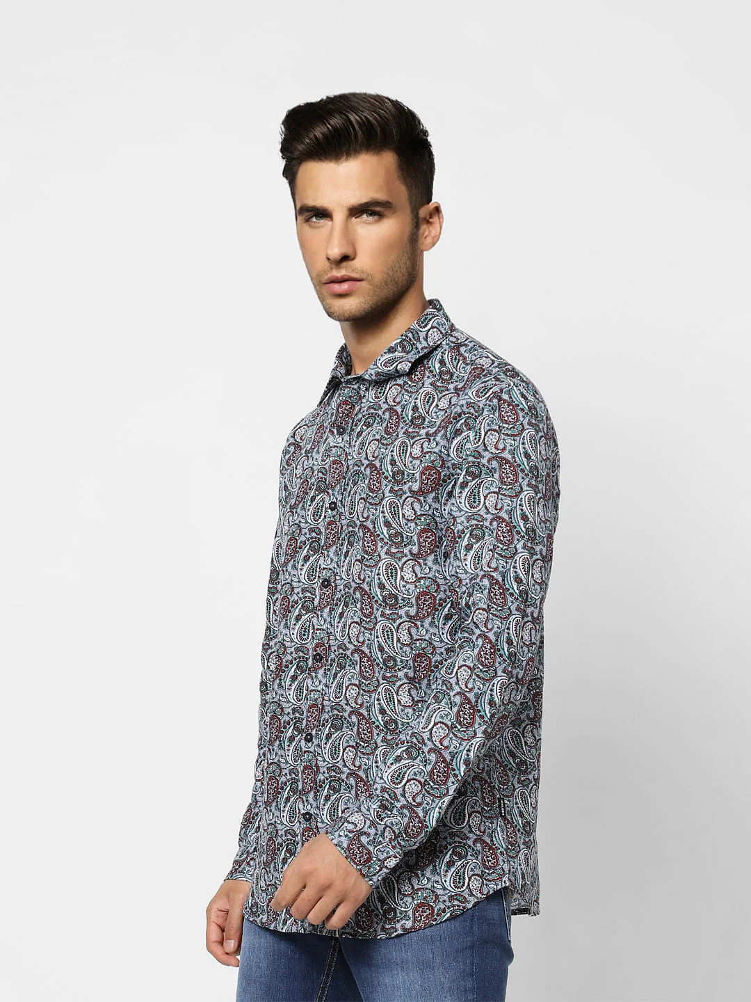 Blue Abstract Print Full Sleeves Shirt - Image 3