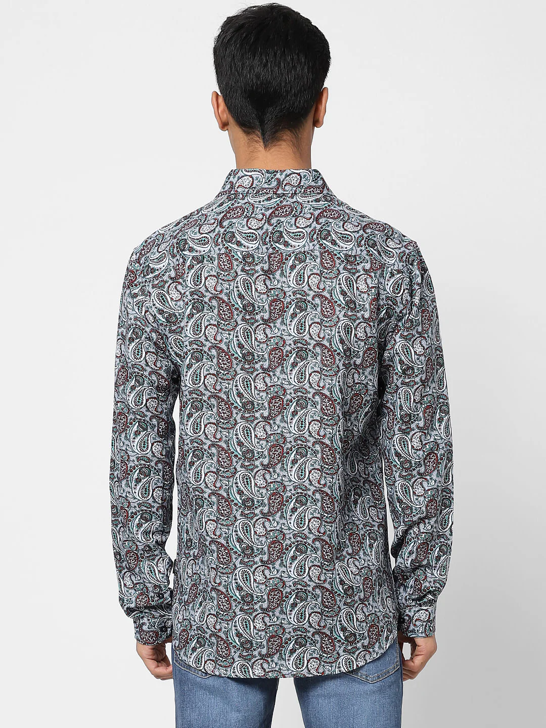 Blue Abstract Print Full Sleeves Shirt - Image 4