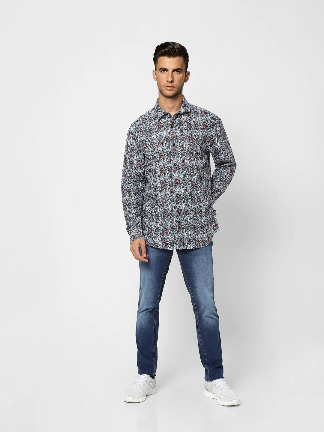 Blue Abstract Print Full Sleeves Shirt - Image 6