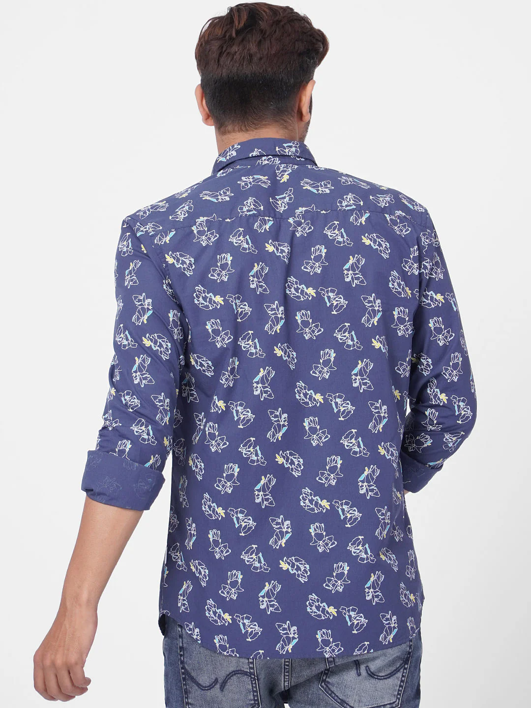 Blue Printed Full Sleeves Shirt - Image 4