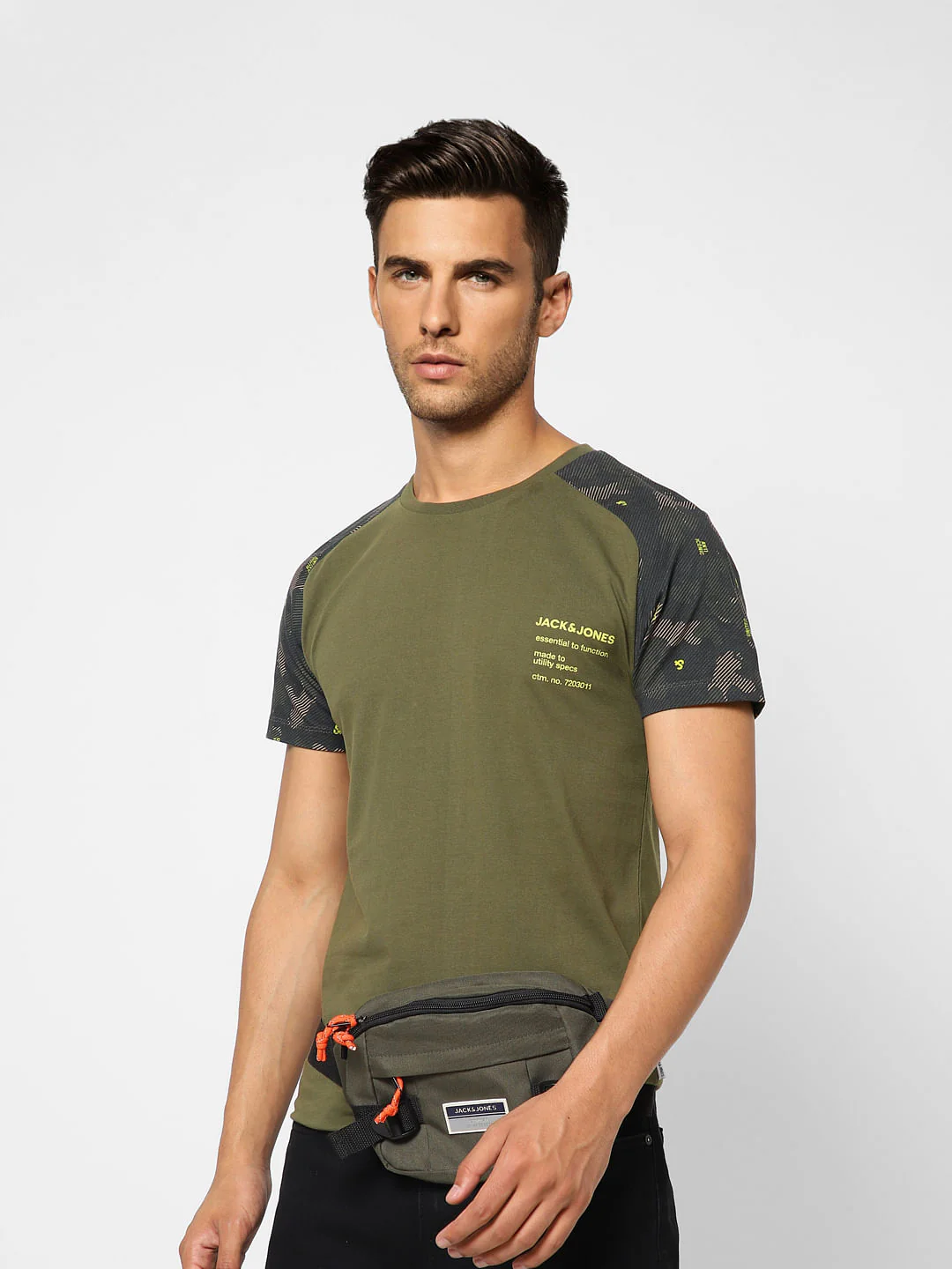 Green Camo Print Crew Neck T-shirt