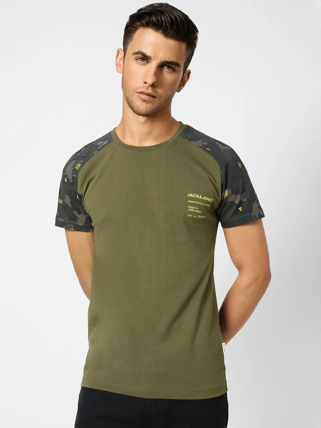 Green Camo Print Crew Neck T-shirt - Image 2