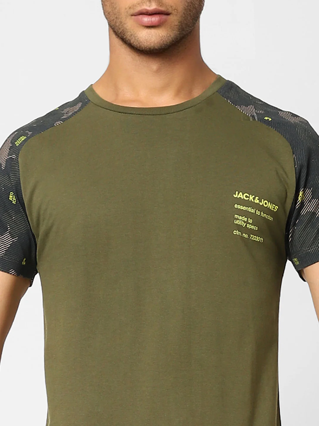 Green Camo Print Crew Neck T-shirt - Image 5