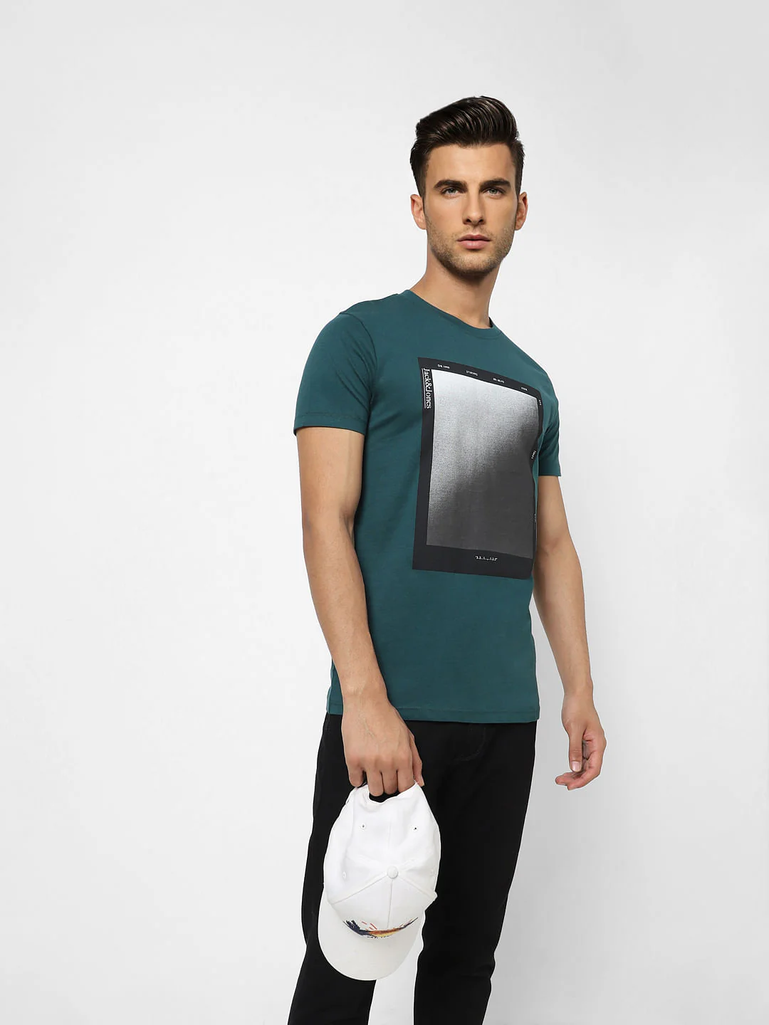 Dark Green Graphic Print Crew Neck T-shirt