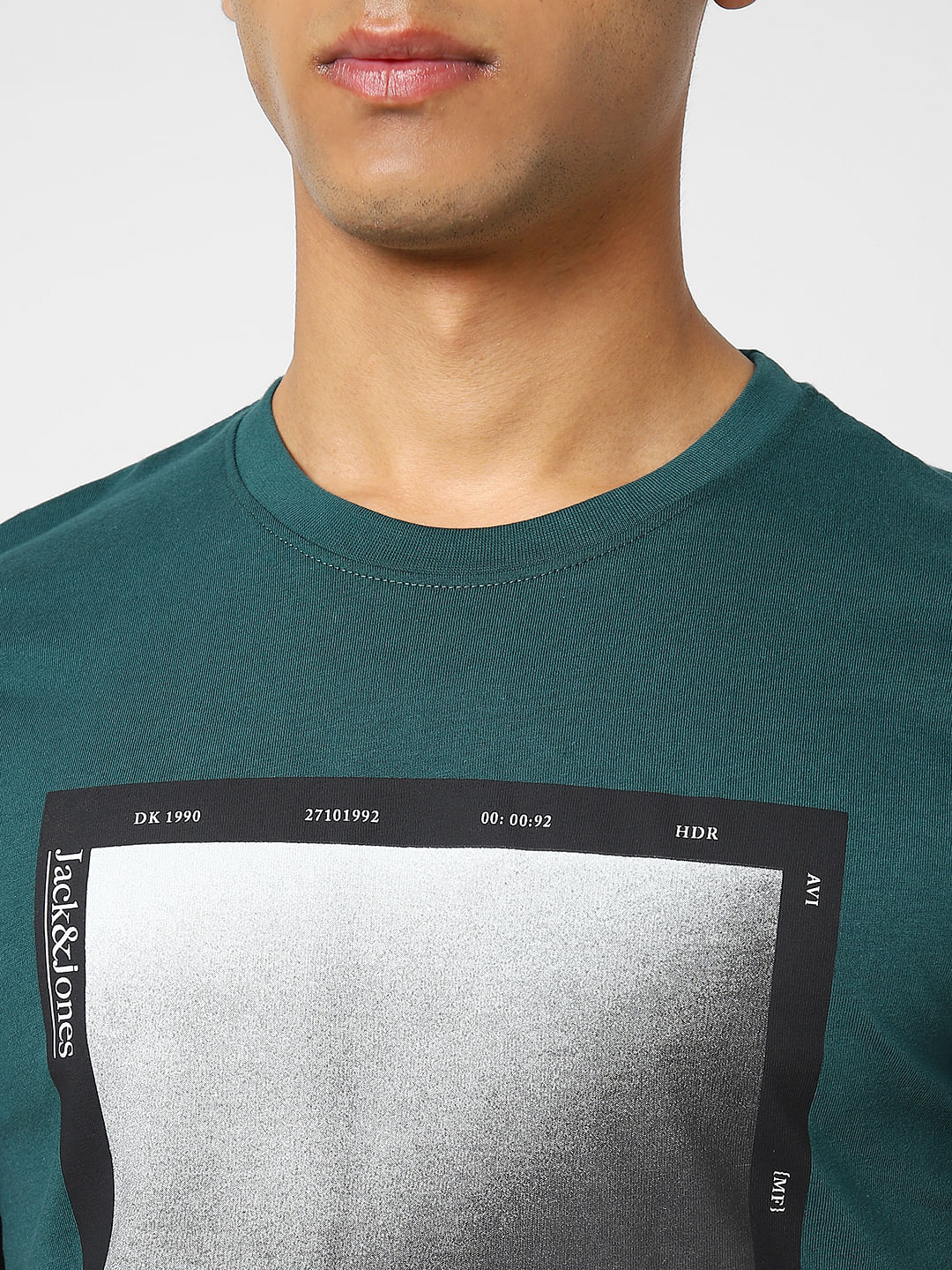 Dark Green Graphic Print Crew Neck T-shirt - Image 5