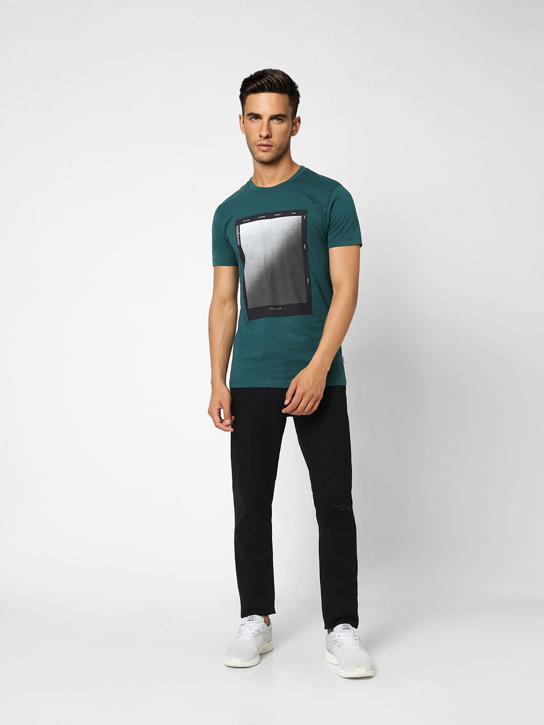 Dark Green Graphic Print Crew Neck T-shirt - Image 6