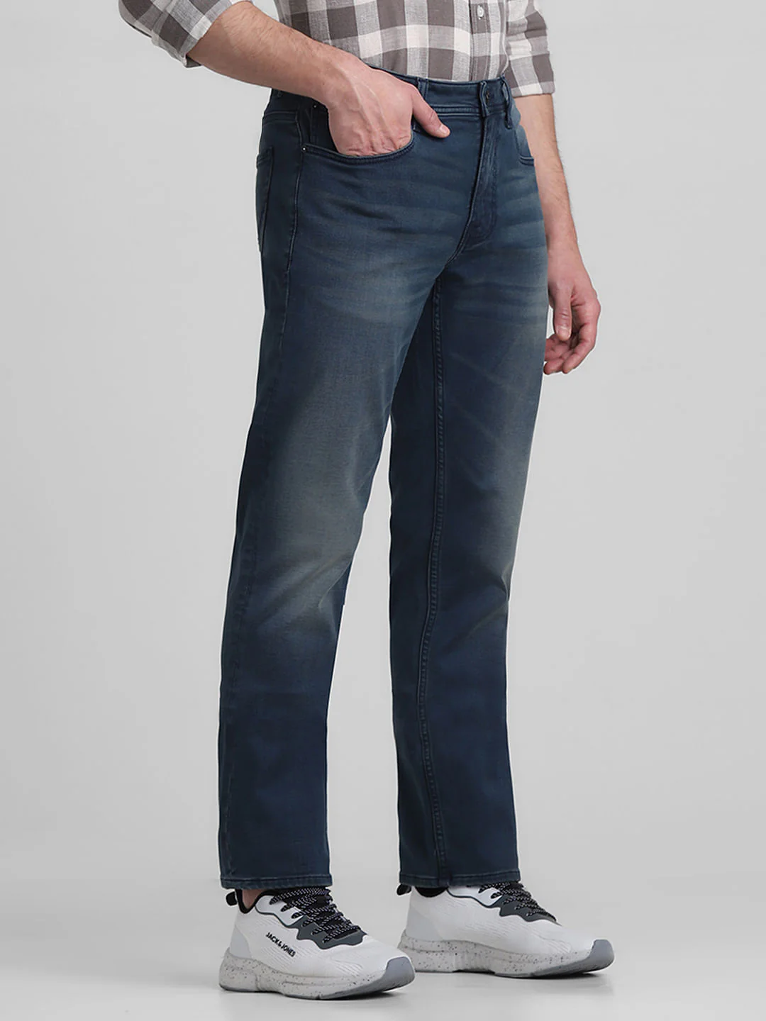 Dark Blue Mid Rise Clark Regular Fit Jeans - Image 2