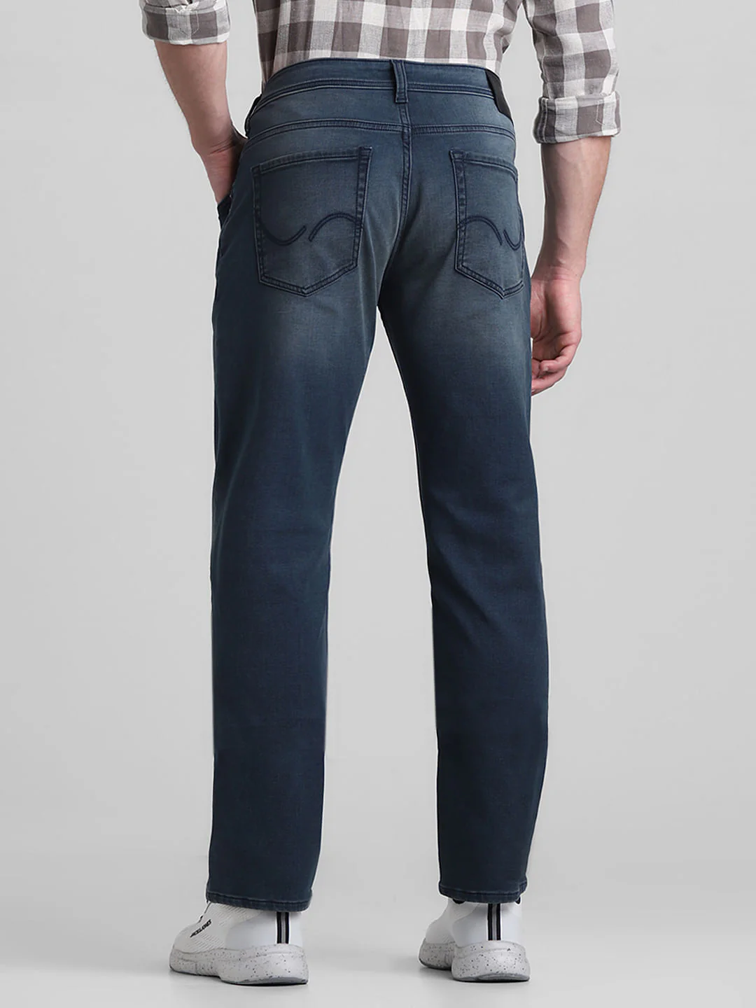 Dark Blue Mid Rise Clark Regular Fit Jeans - Image 3