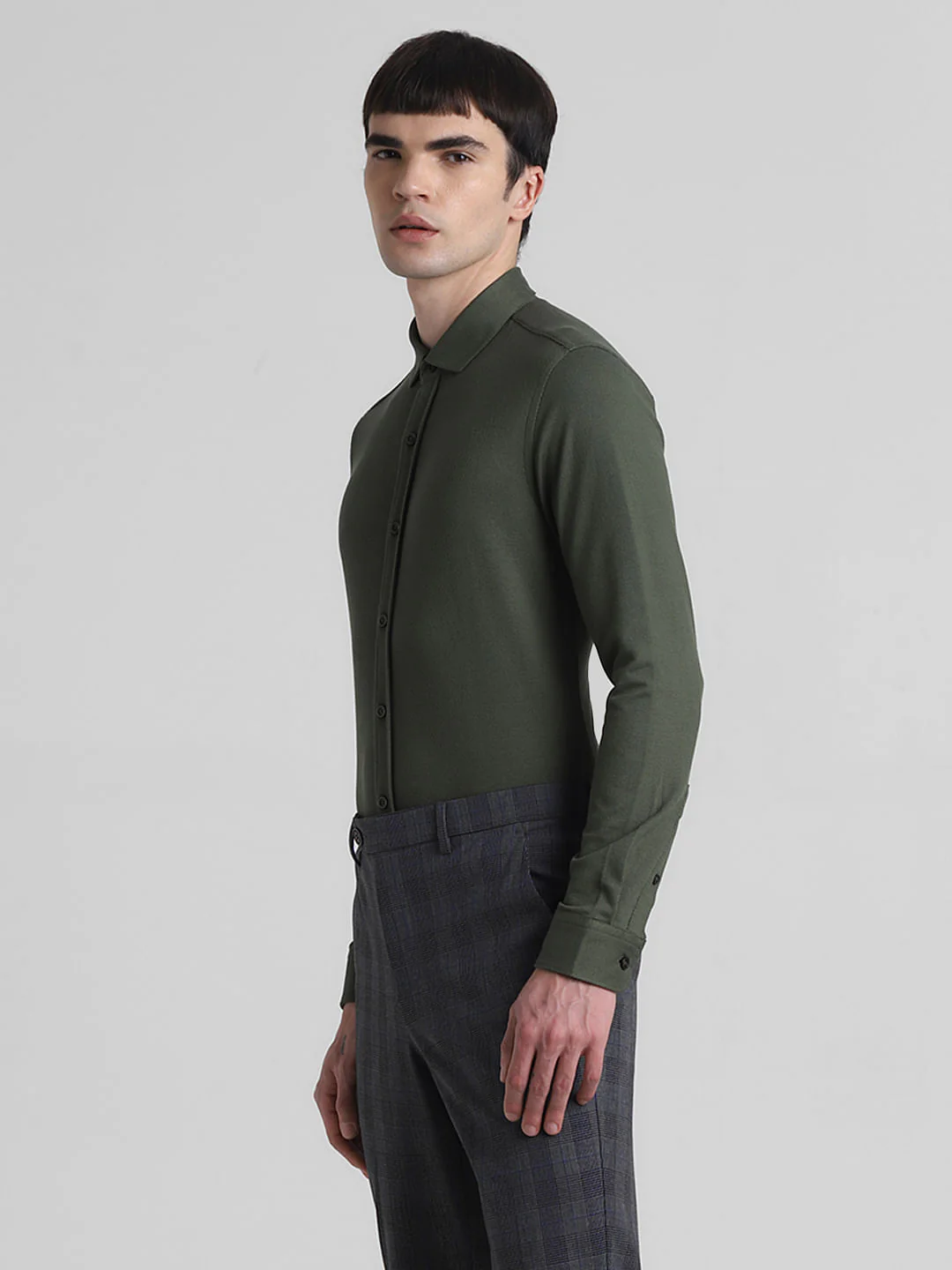 Green Slim Fit Full Sleeves Shirt - Image 3