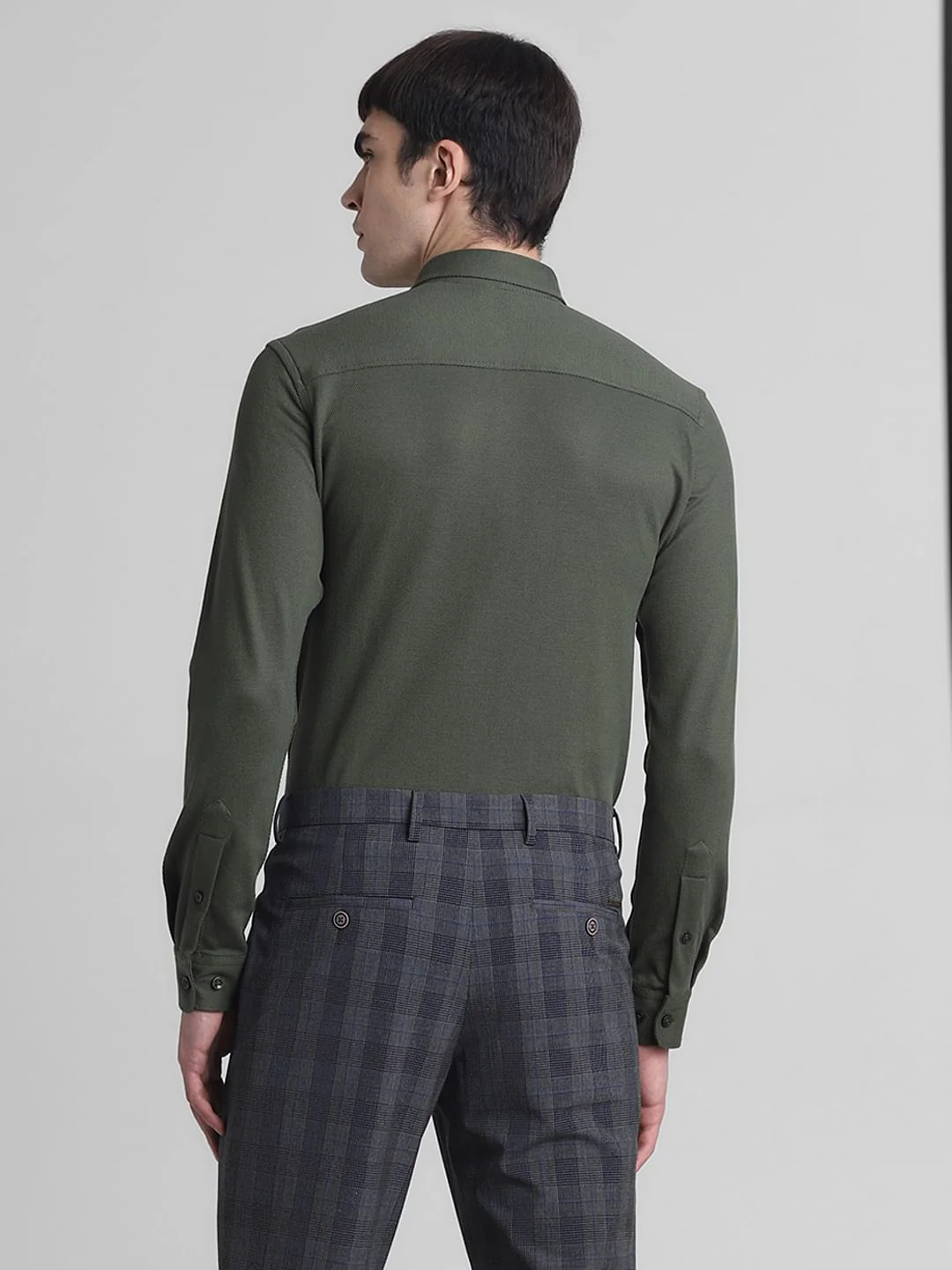 Green Slim Fit Full Sleeves Shirt - Image 4
