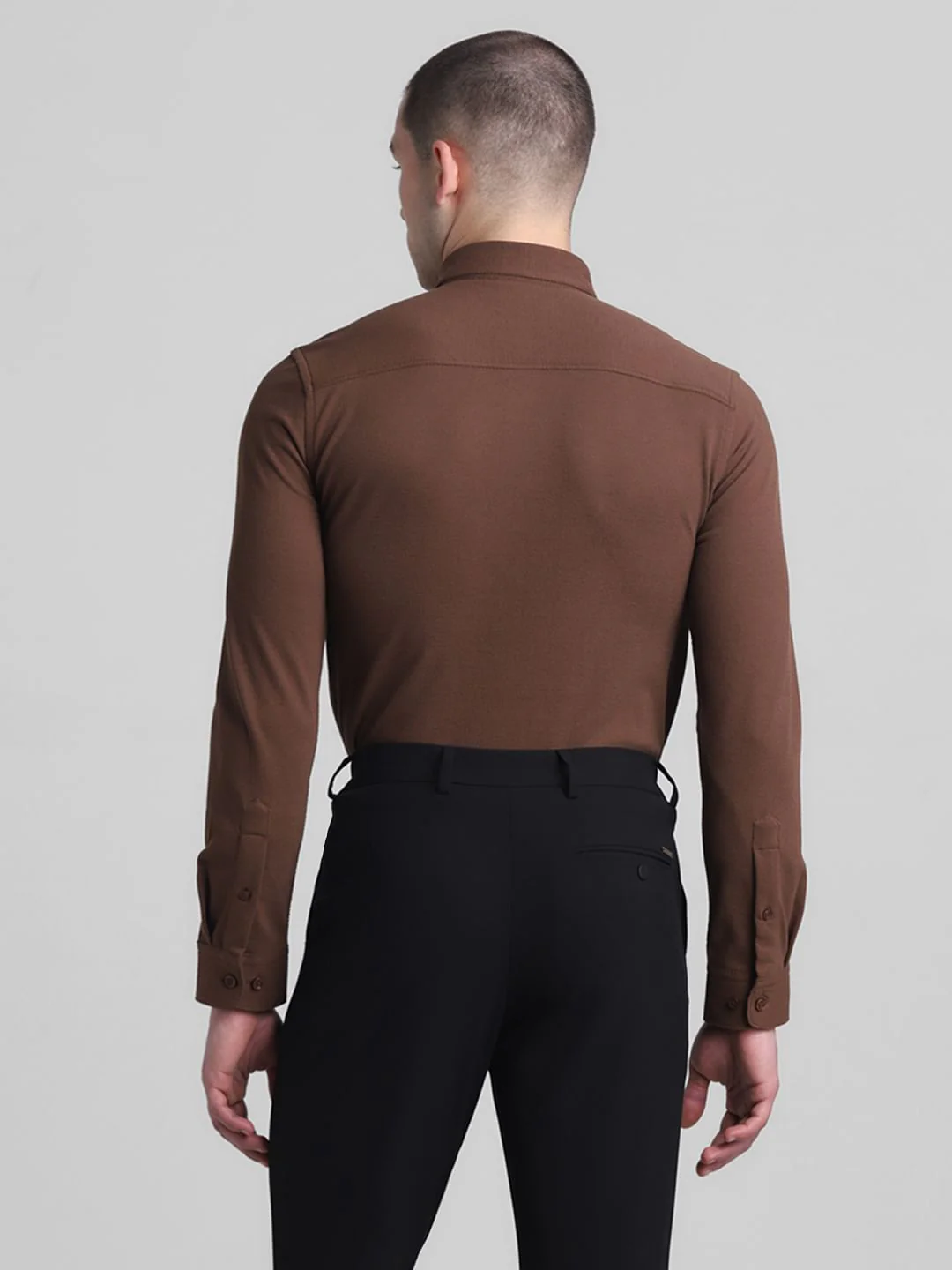 Brown Slim Fit Full Sleeves Shirt - Image 4
