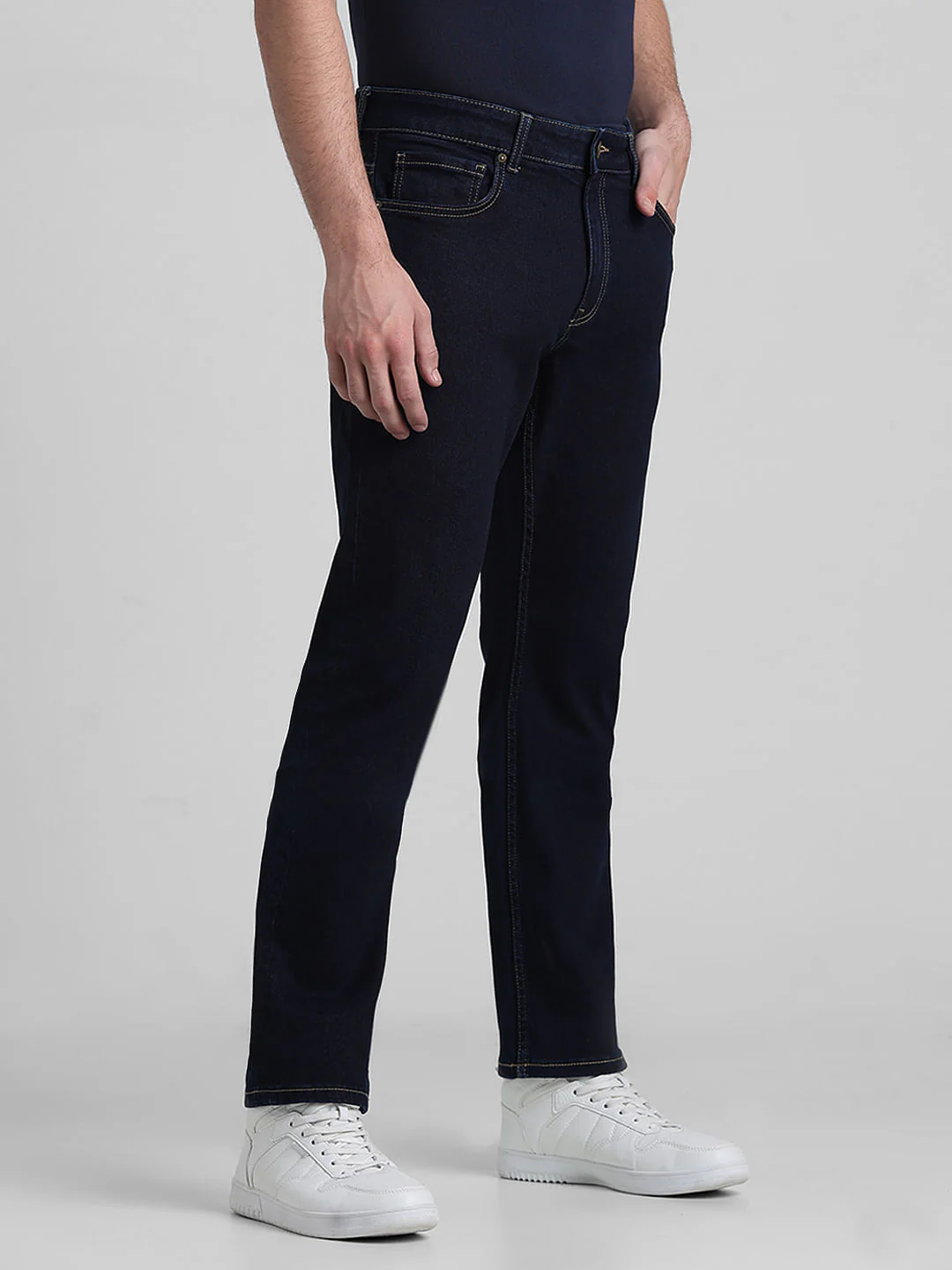 Dark Blue Mid Rise Clark Regular Fit Jeans - Image 2
