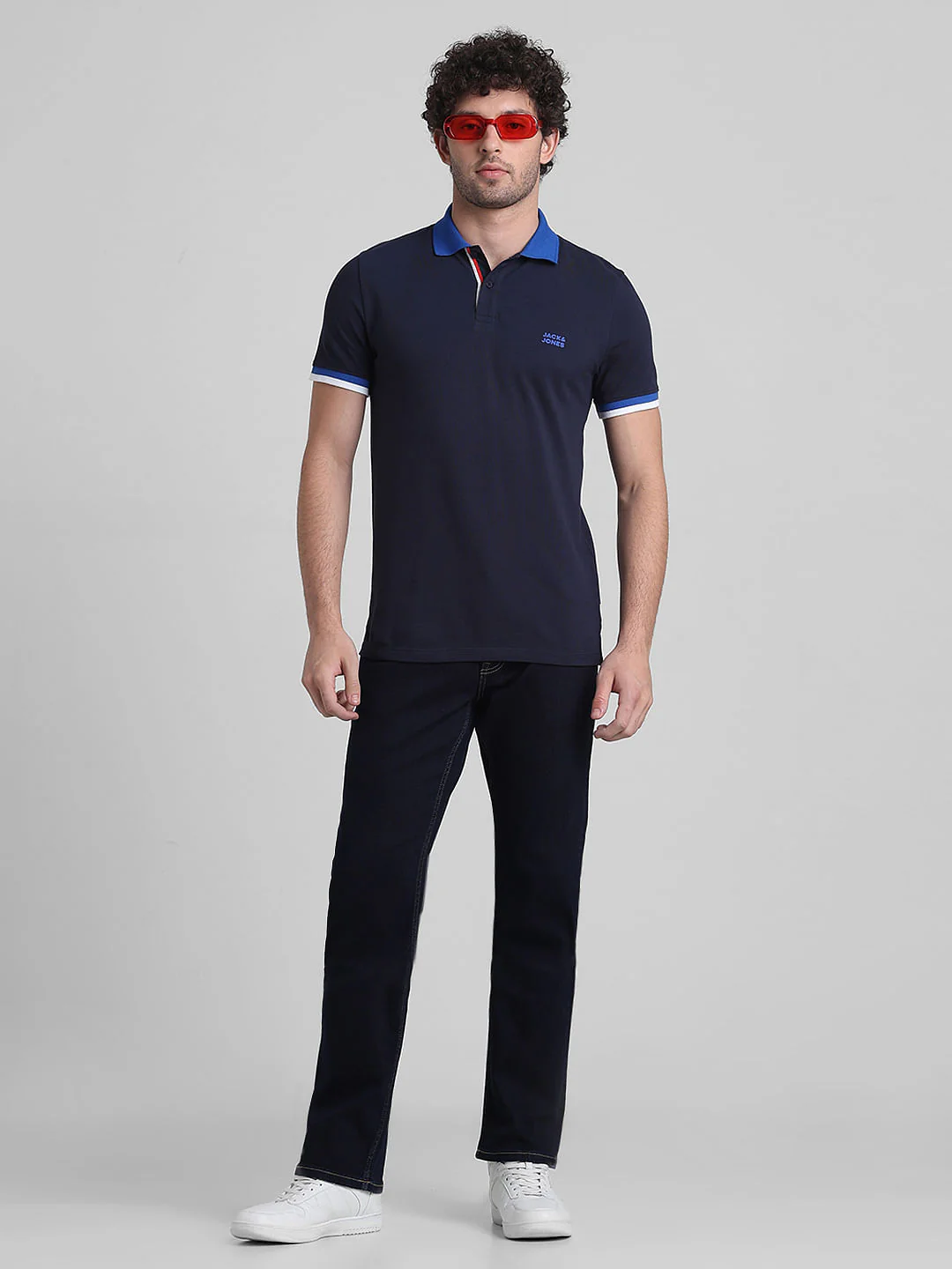 Dark Blue Mid Rise Clark Regular Fit Jeans - Image 5