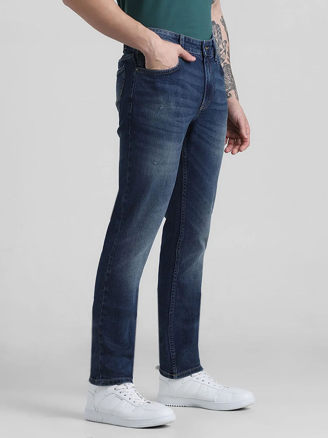 Dark Blue Low Rise Washed Ben Skinny Jeans - Image 2