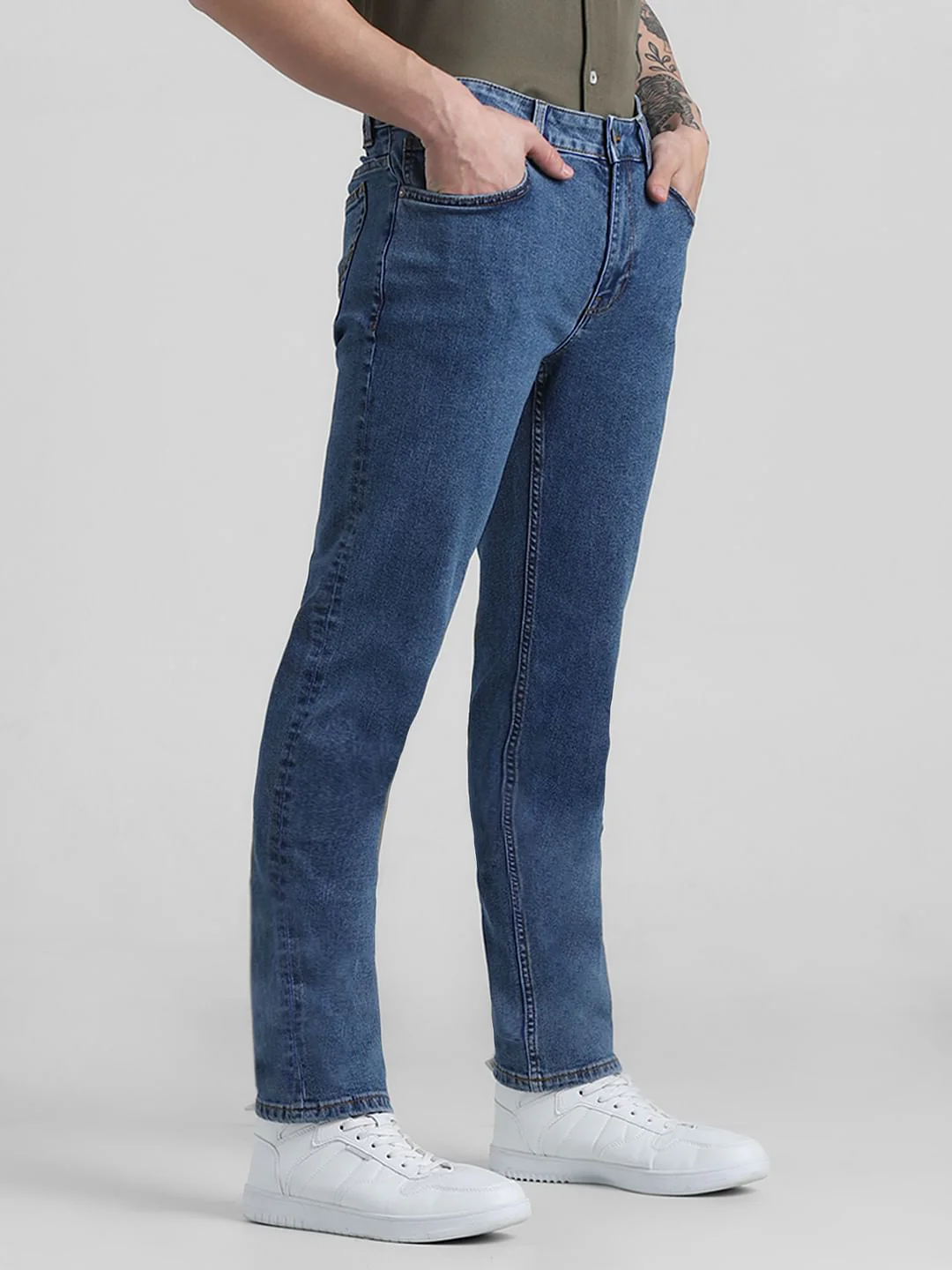 Blue Low Rise Washed Ben Skinny Jeans - Image 2