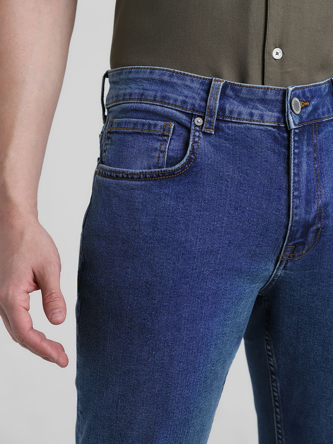 Blue Low Rise Washed Ben Skinny Jeans - Image 4