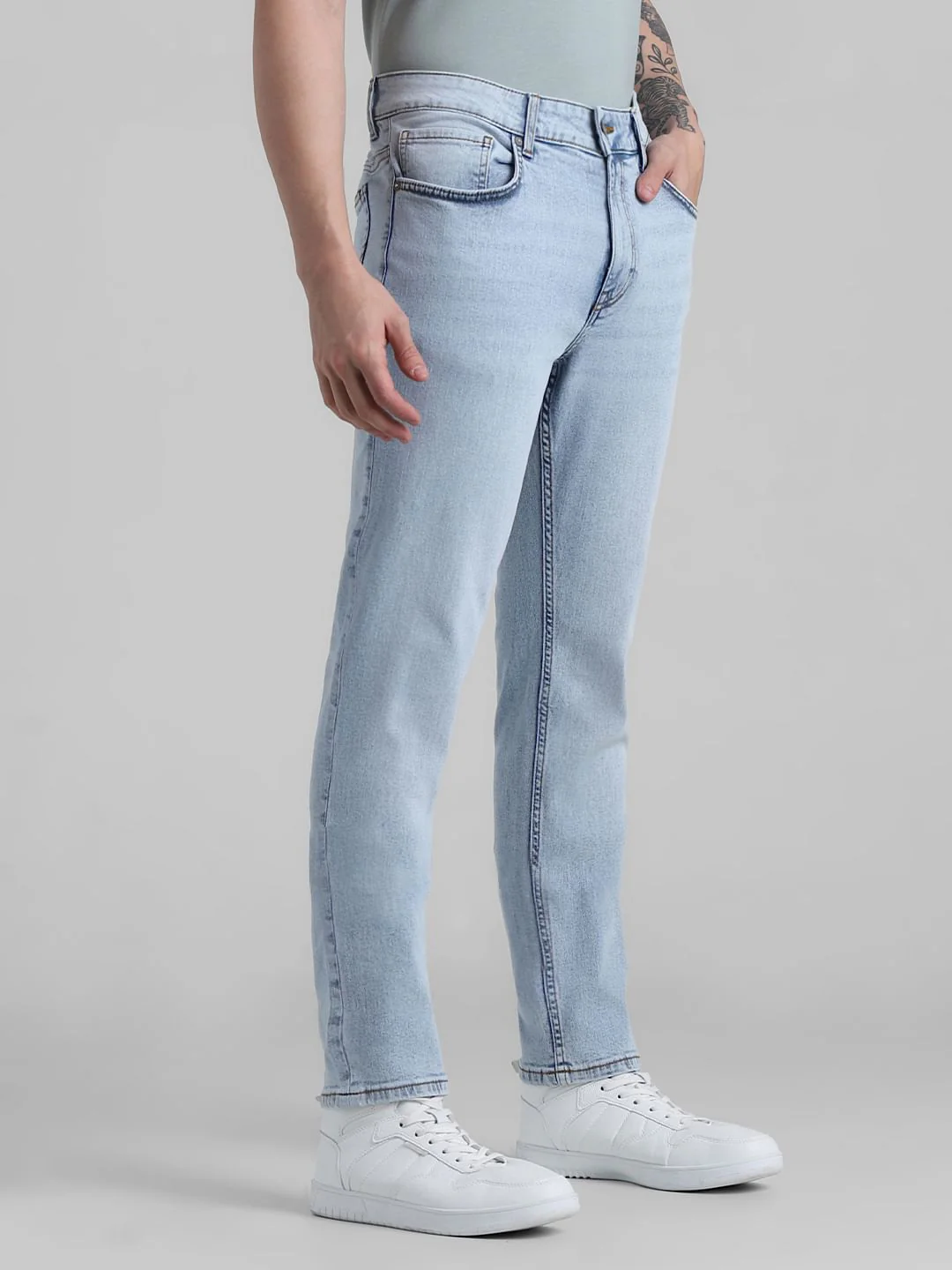 Light Blue Low Rise Washed Ben Skinny Jeans - Image 2