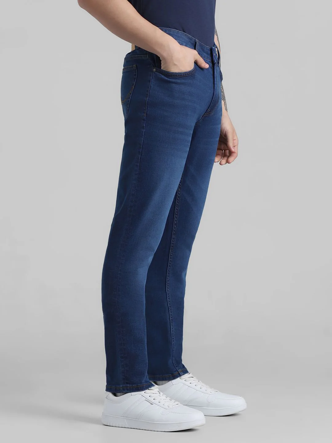 Dark Blue Low Rise Washed Ben Skinny Jeans - Image 2