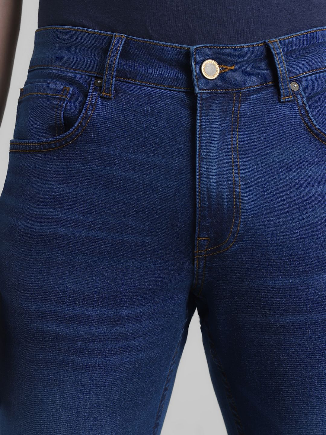 Dark Blue Low Rise Washed Ben Skinny Jeans - Image 4