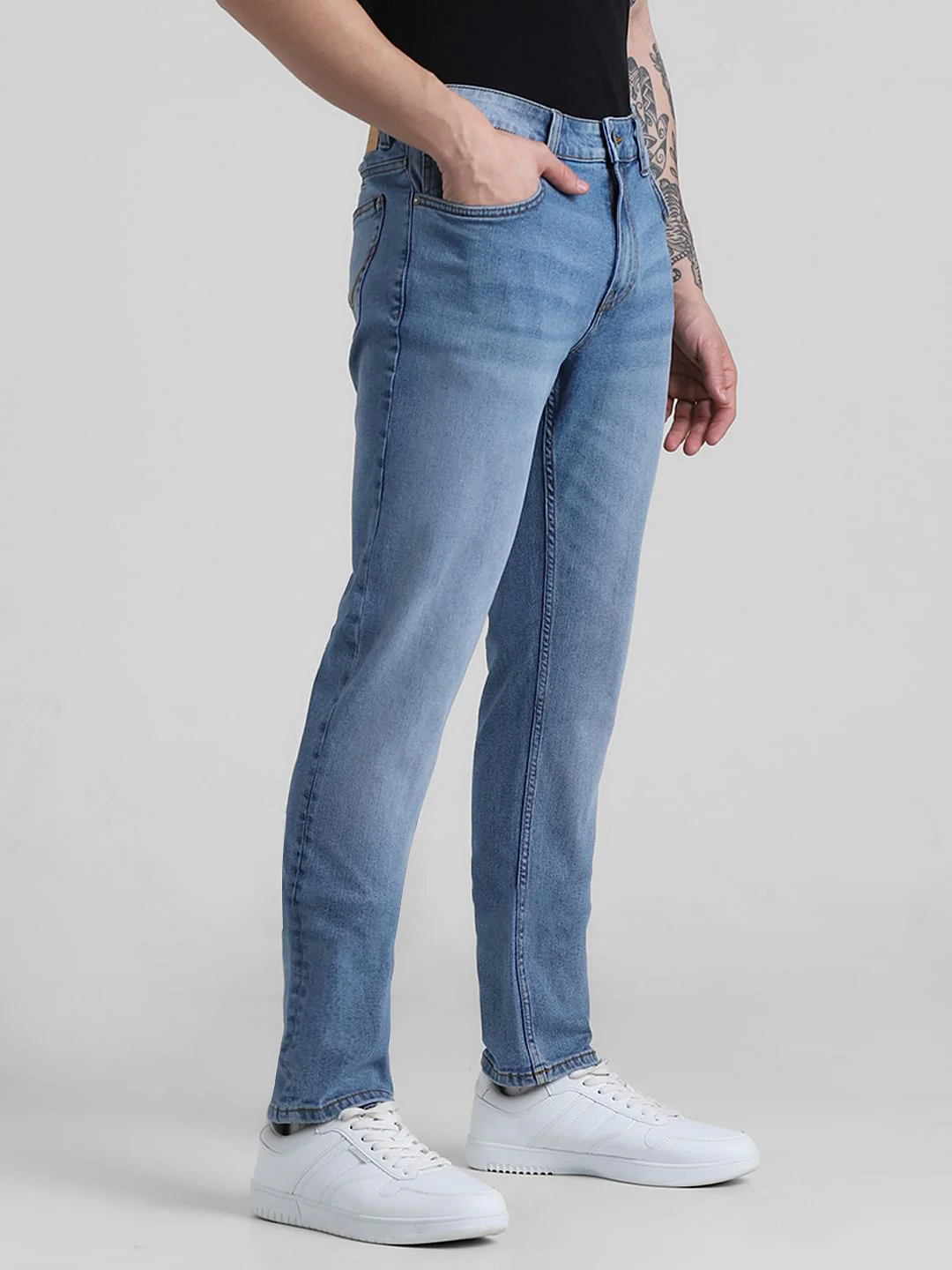 Light Blue Low Rise Washed Ben Skinny Jeans - Image 2