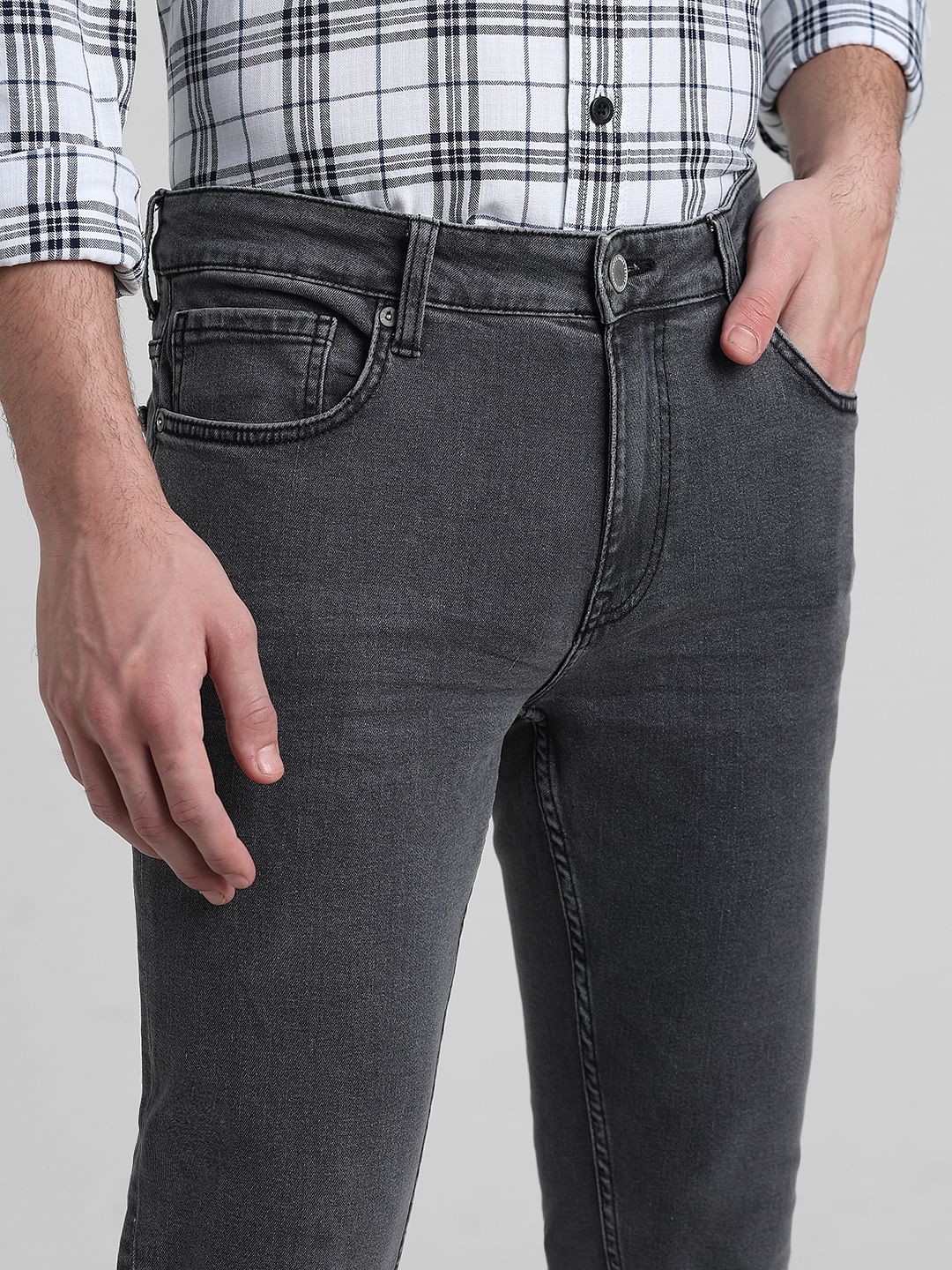 Grey Low Rise Ben Skinny Fit Jeans - Image 4