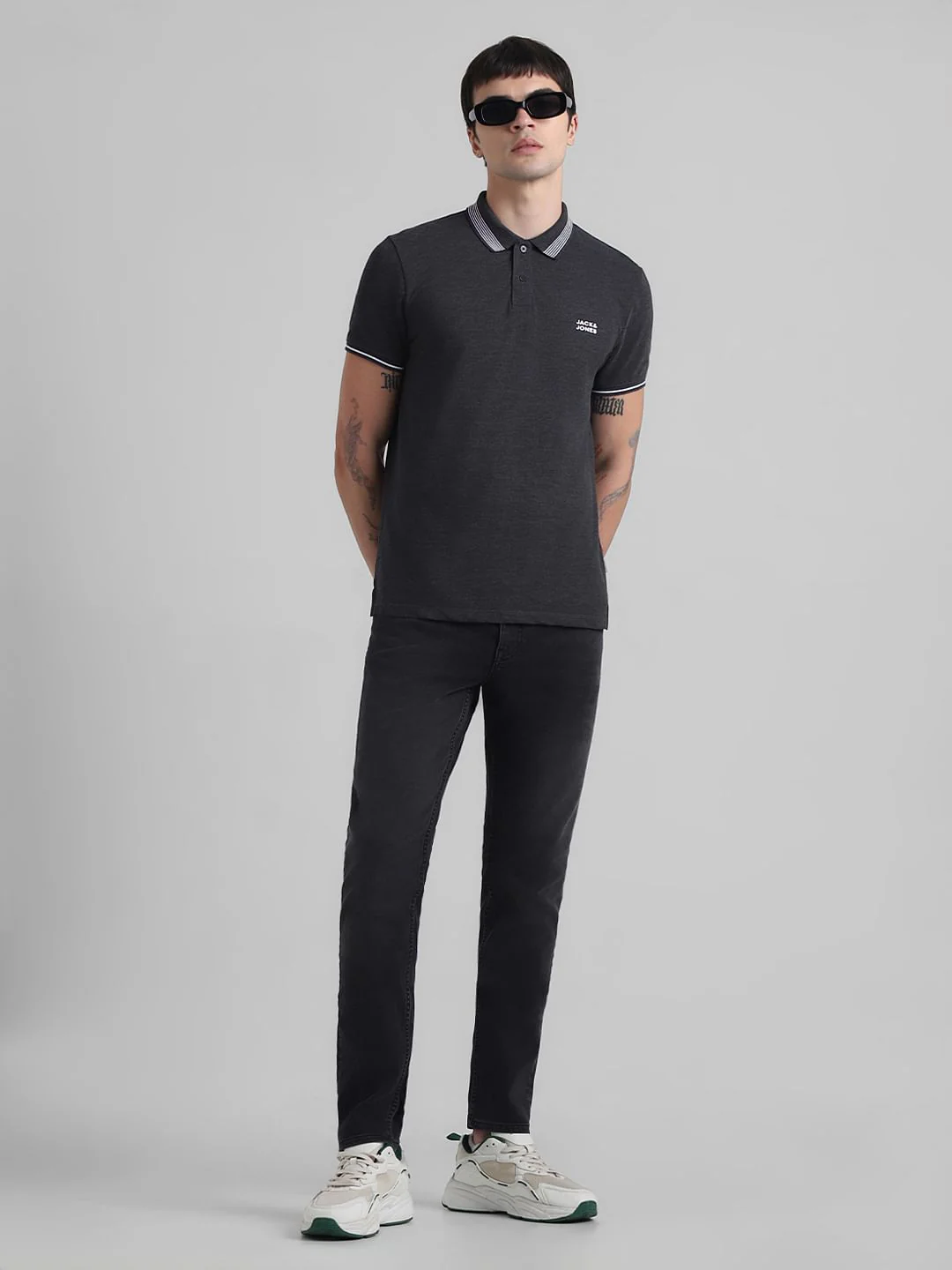 Black Low Rise Washed Glenn Slim Fit Jeans - Image 5