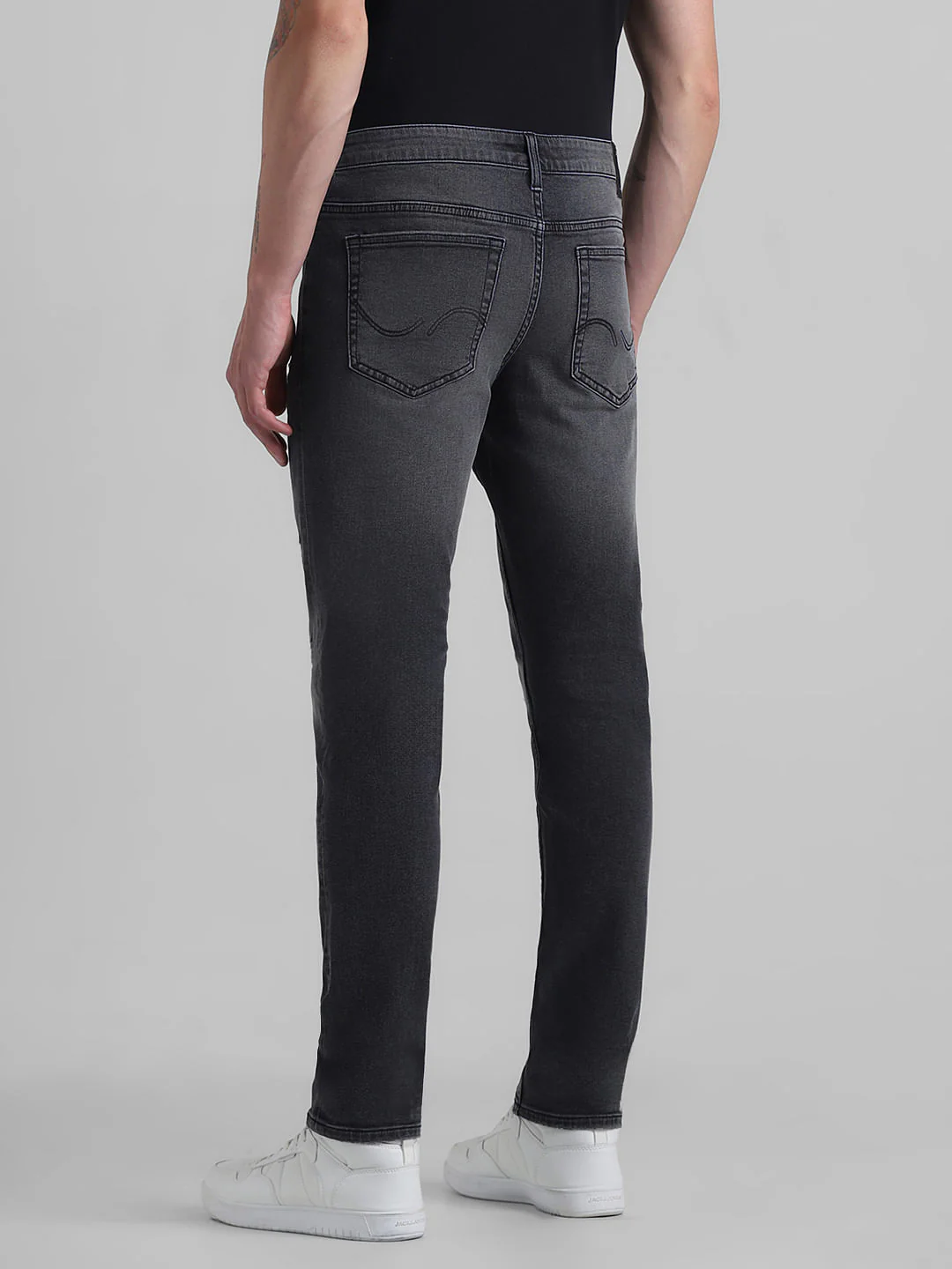 Black Low Rise Distressed Glenn Slim Fit Jeans - Image 3