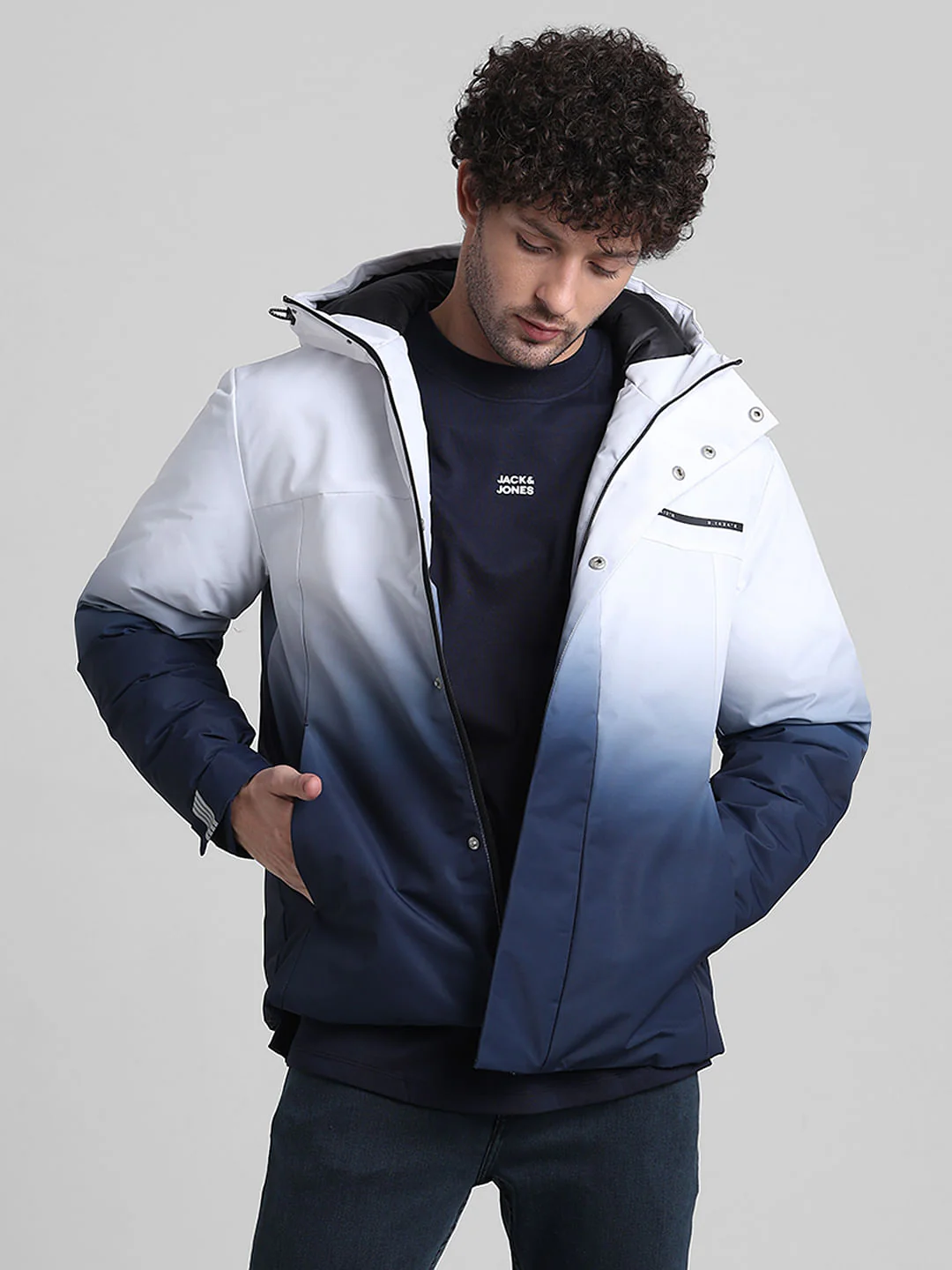White Ombre Hooded Jacket - Image 2