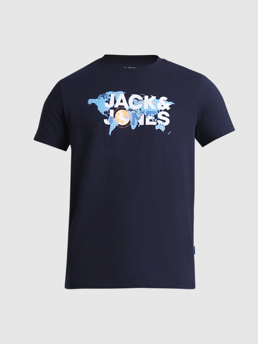 Navy Blue Printed Crew Neck T-shirt - Image 7