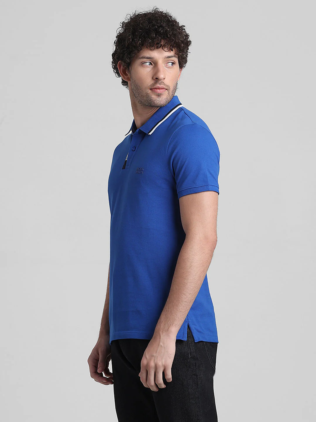 Blue Logo Text Detail Polo - Image 3