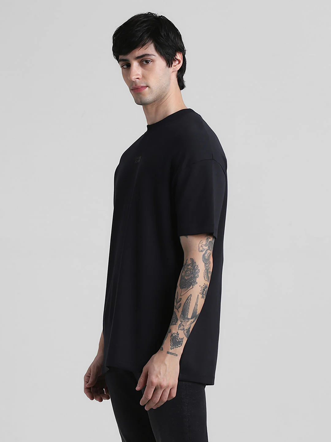 Black Logo Print Crew Neck Oversized T-shirt - Image 3