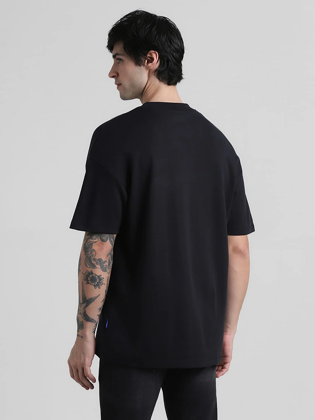 Black Logo Print Crew Neck Oversized T-shirt - Image 4