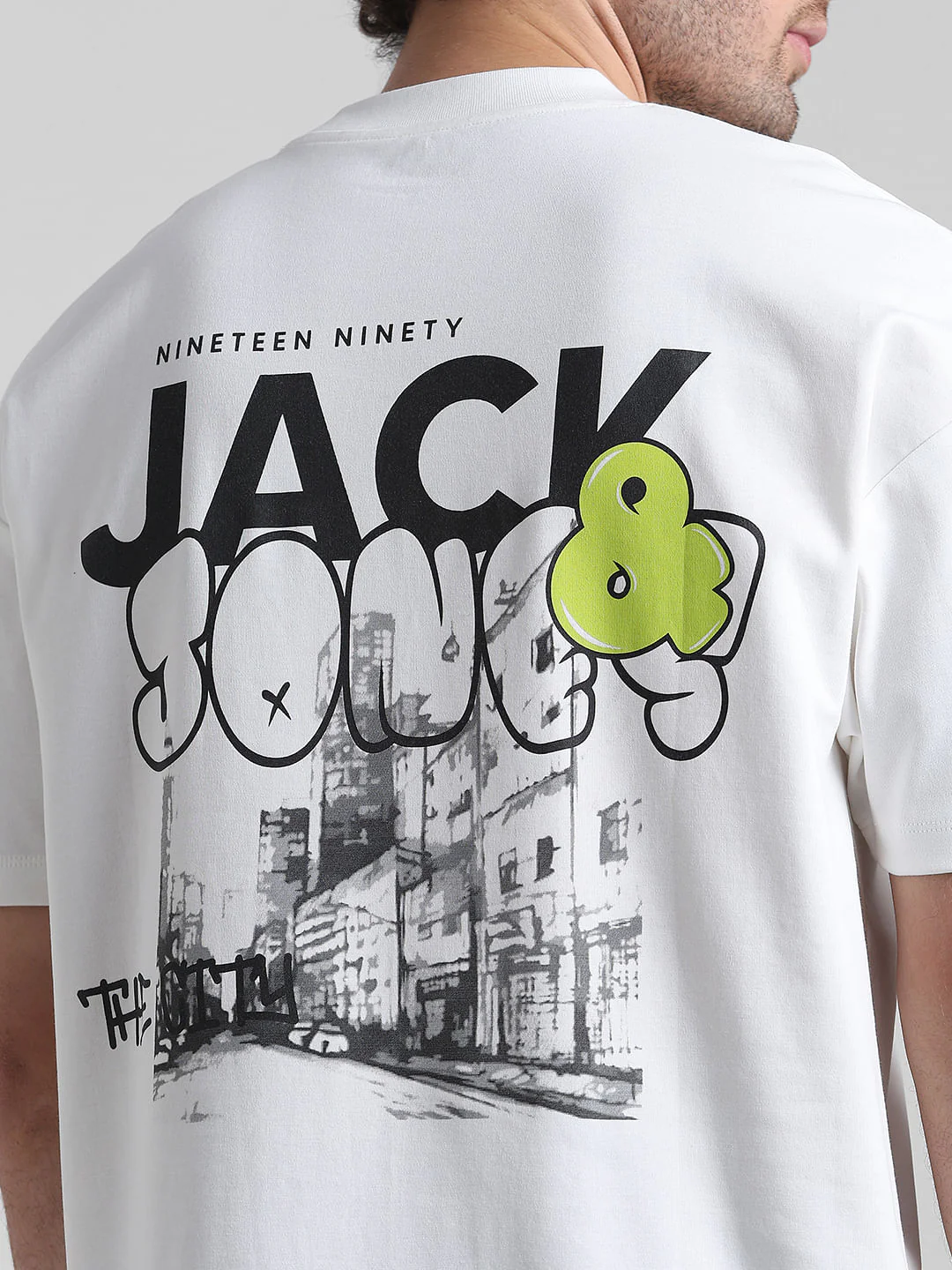 White Graphic Printed Oversized T-shirt - Image 6