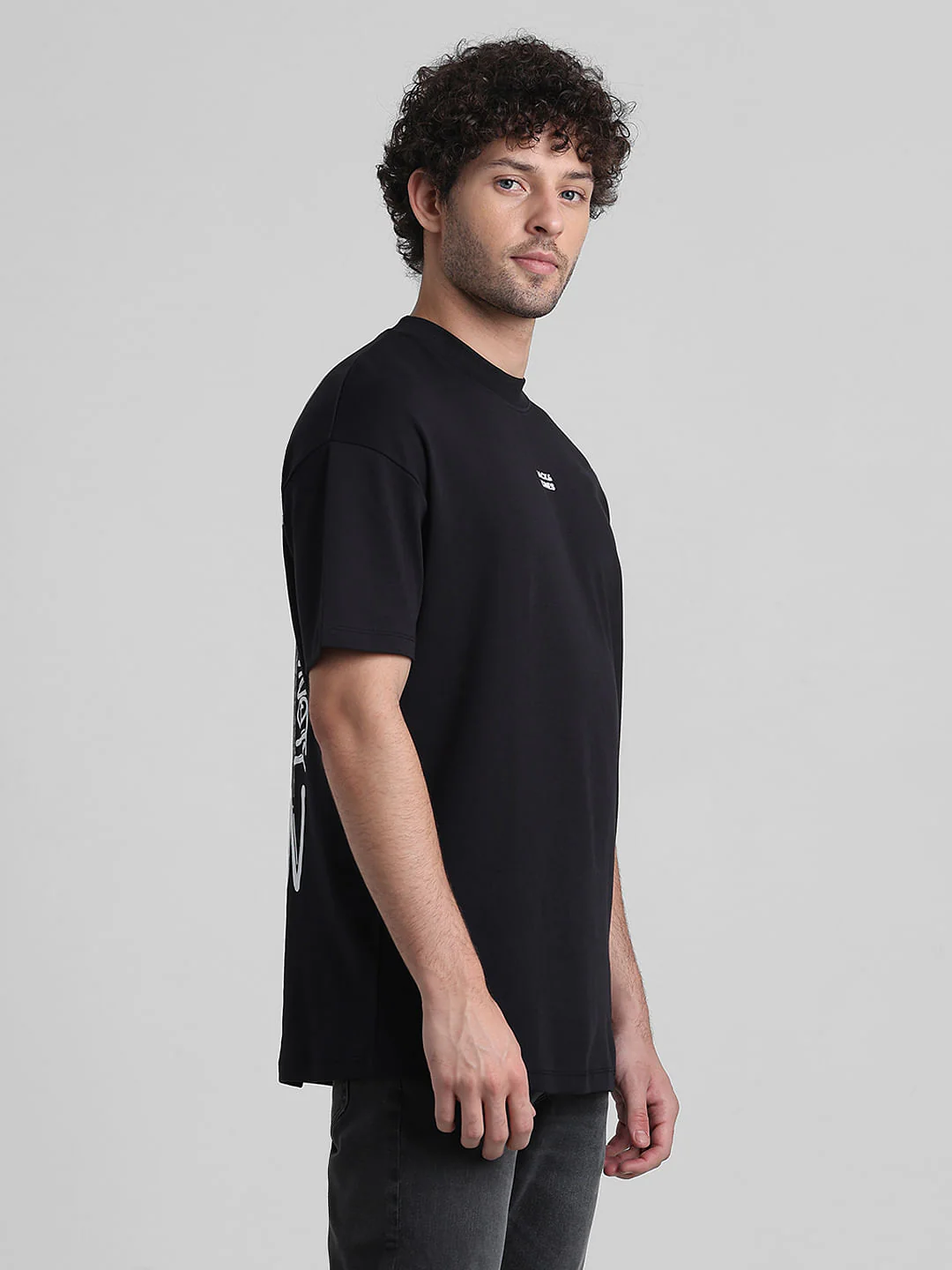 Black Graphic Printed Oversized T-shirt - Image 3