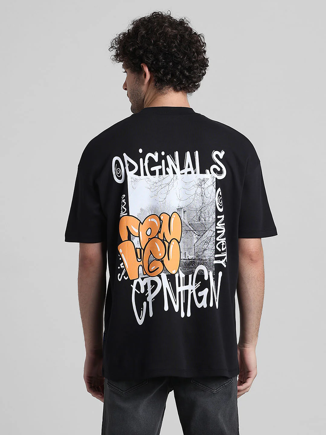 Black Graphic Printed Oversized T-shirt - Image 4