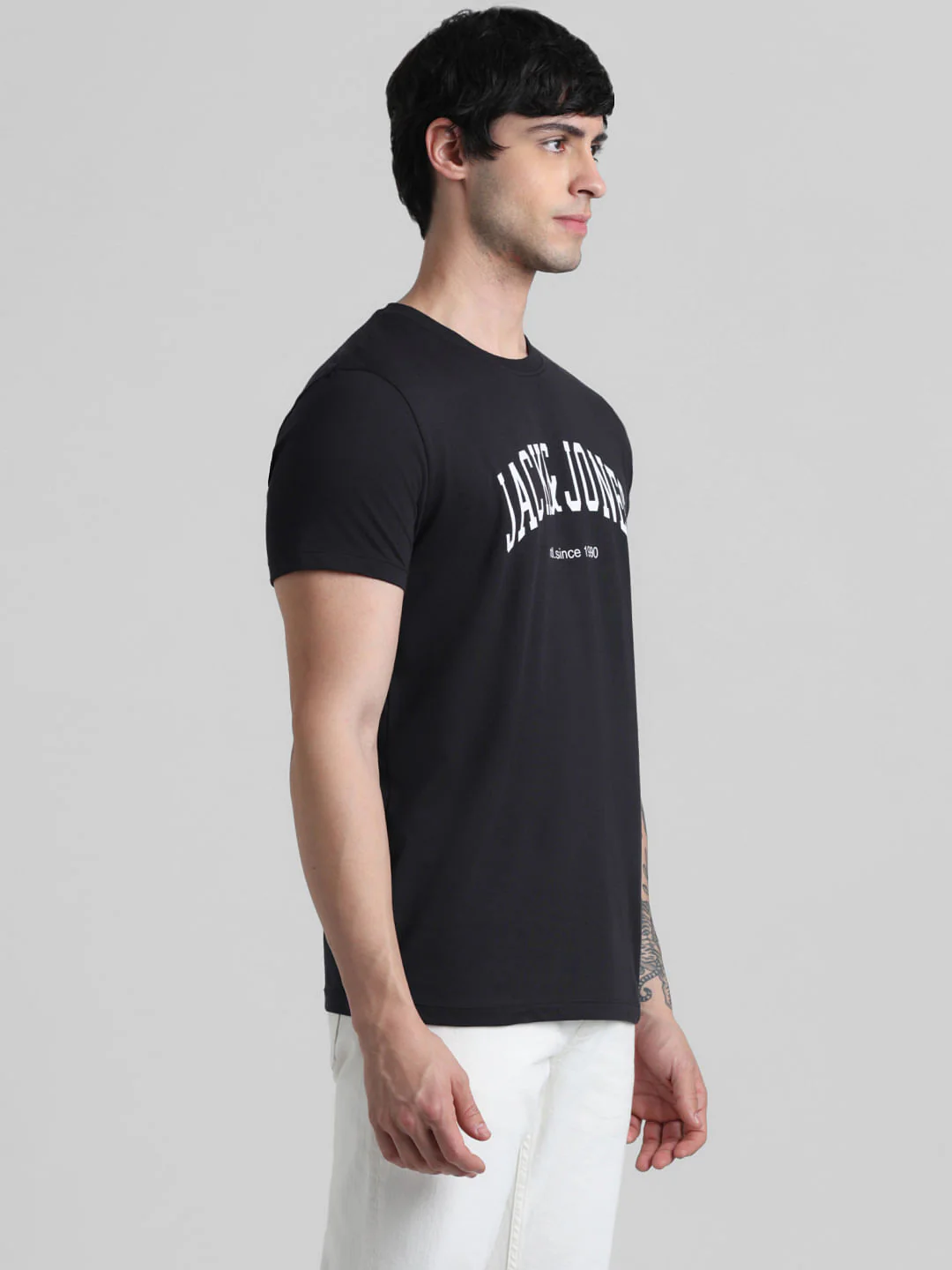 Black Logo Print Crew Neck T-shirt - Image 3