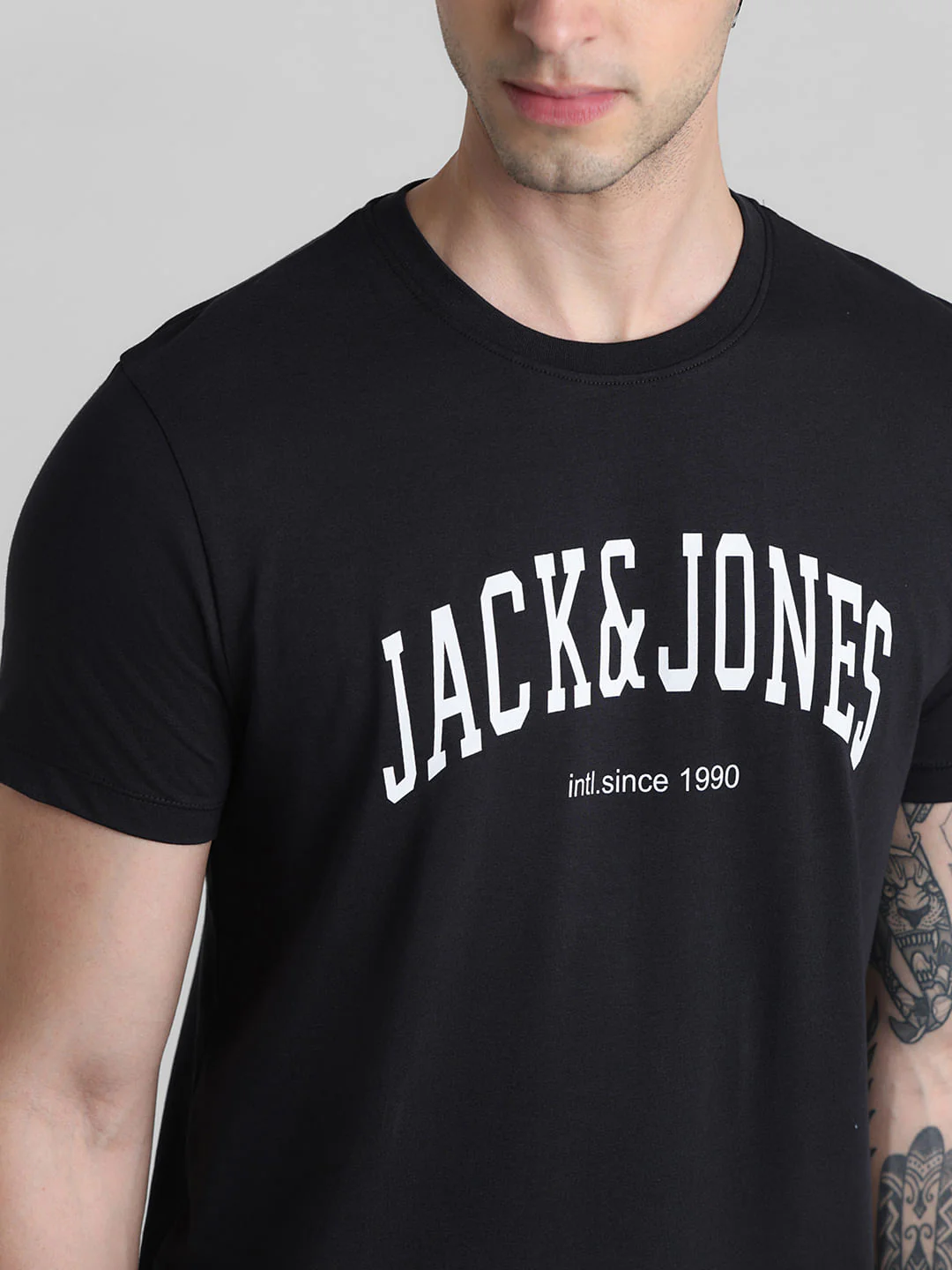 Black Logo Print Crew Neck T-shirt - Image 5