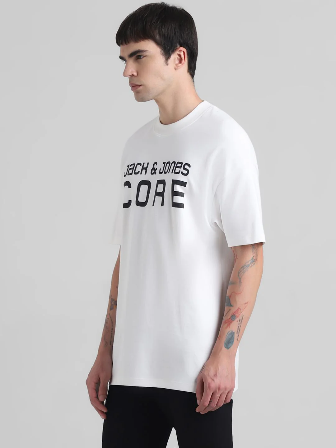 White Logo Print Oversized Crew Neck T-shirt - Image 3
