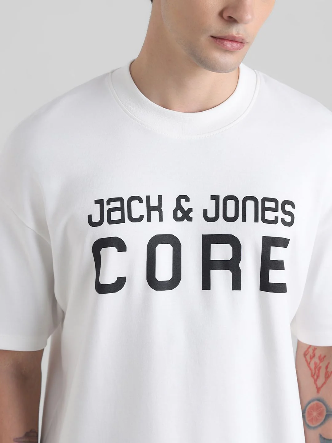 White Logo Print Oversized Crew Neck T-shirt - Image 5