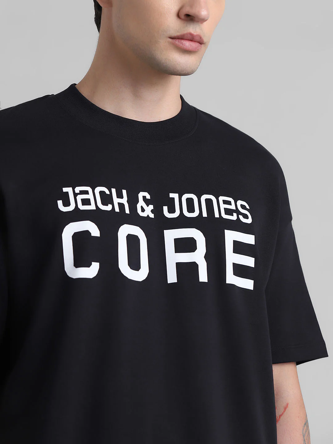 Black Logo Print Oversized Crew Neck T-shirt - Image 5