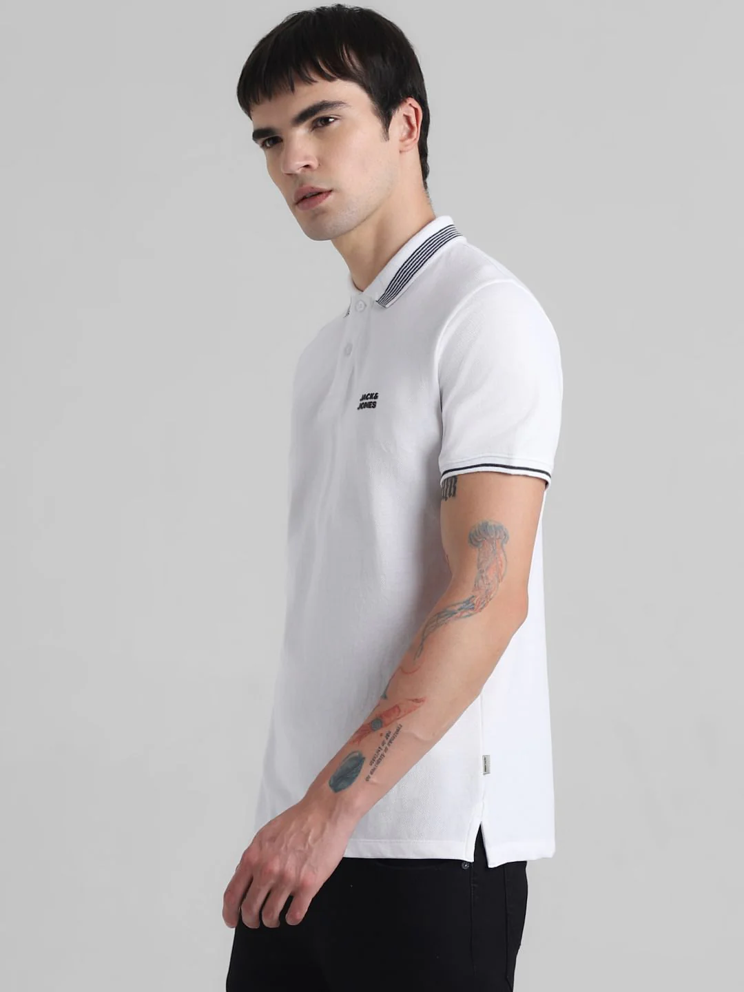 White Contrast Tipping Polo T-shirt - Image 3