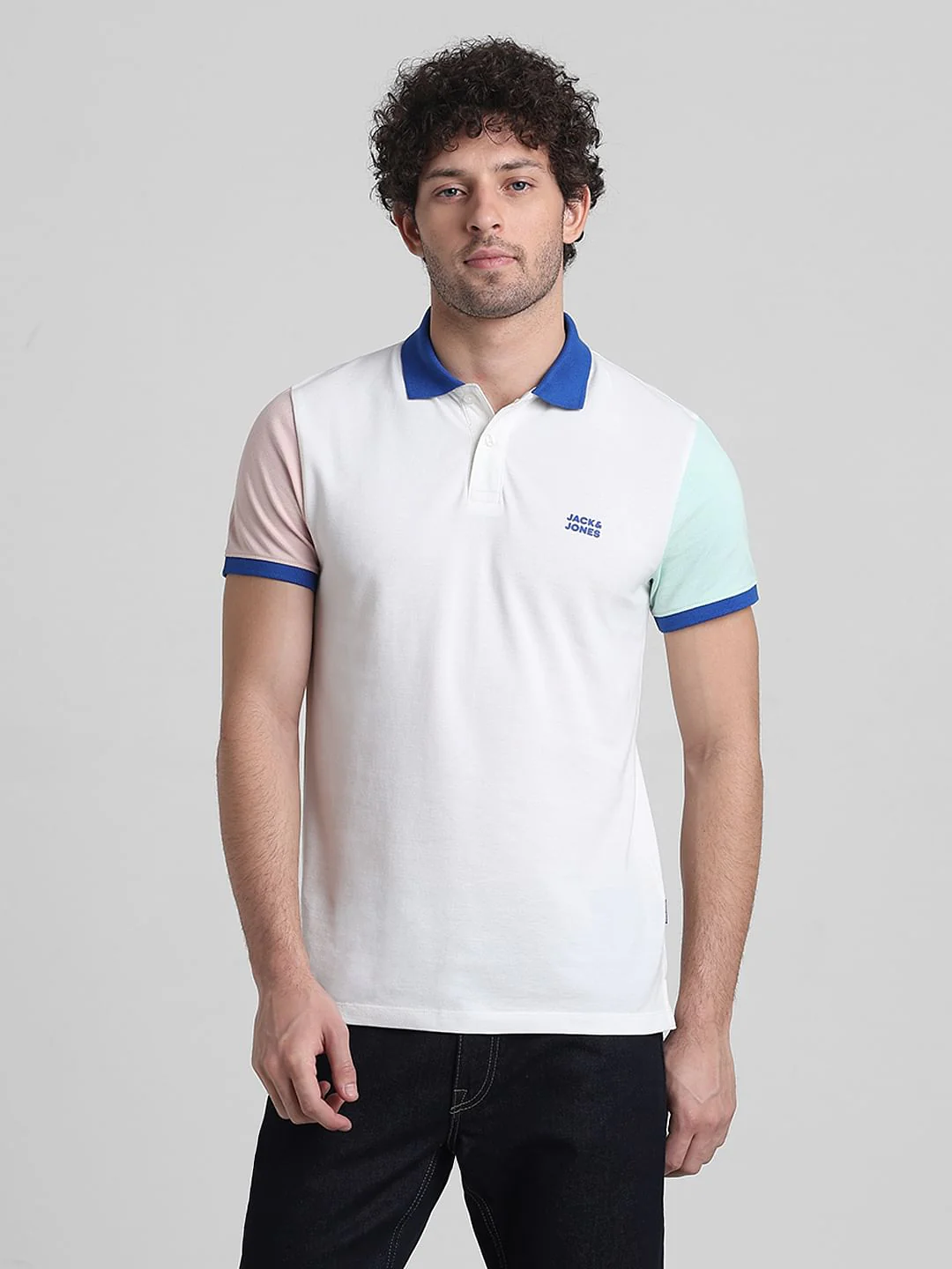 White Cotton Colourblocked Polo - Image 2