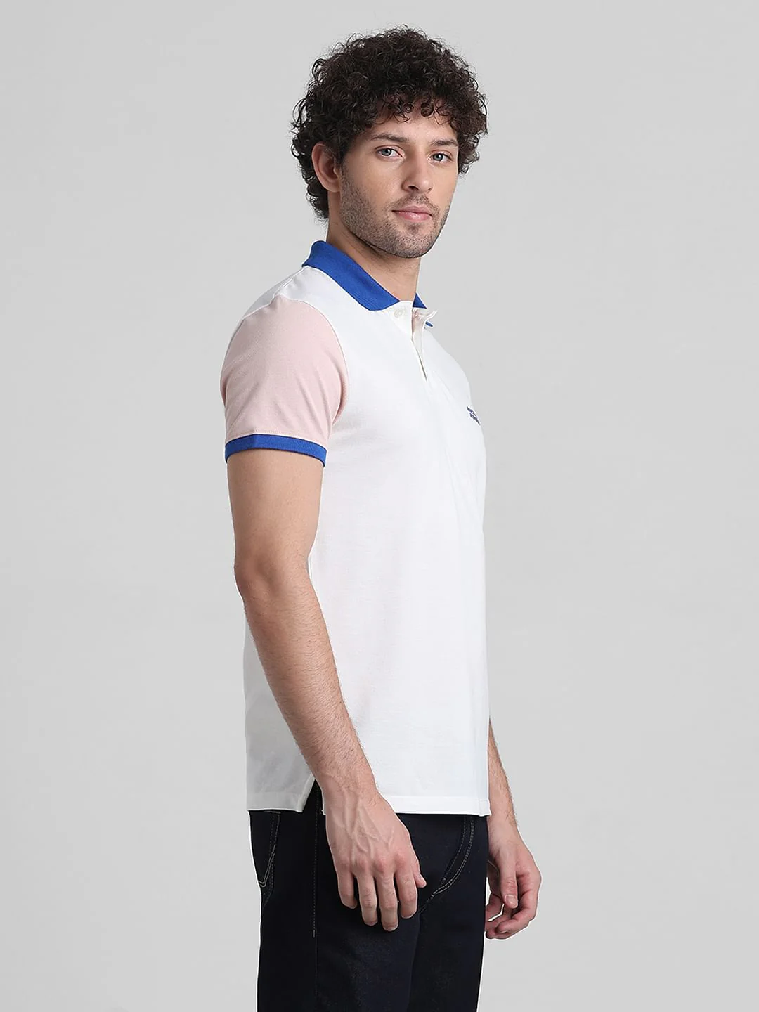 White Cotton Colourblocked Polo - Image 3