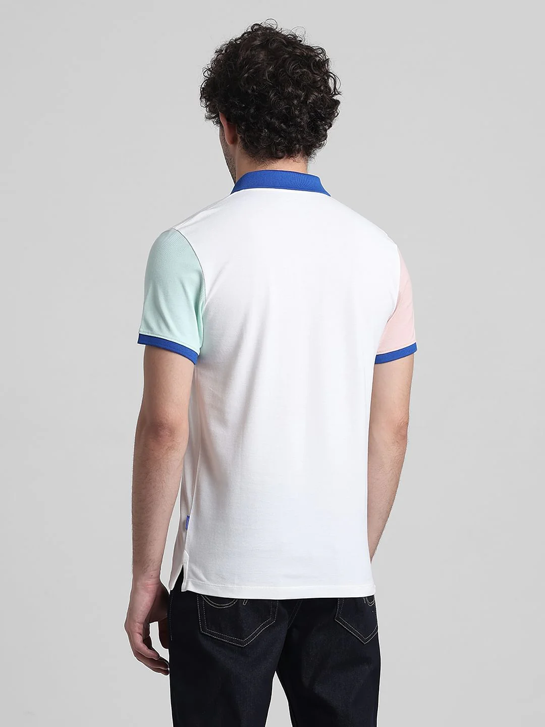 White Cotton Colourblocked Polo - Image 4