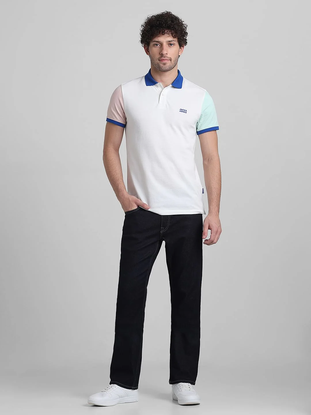 White Cotton Colourblocked Polo - Image 6